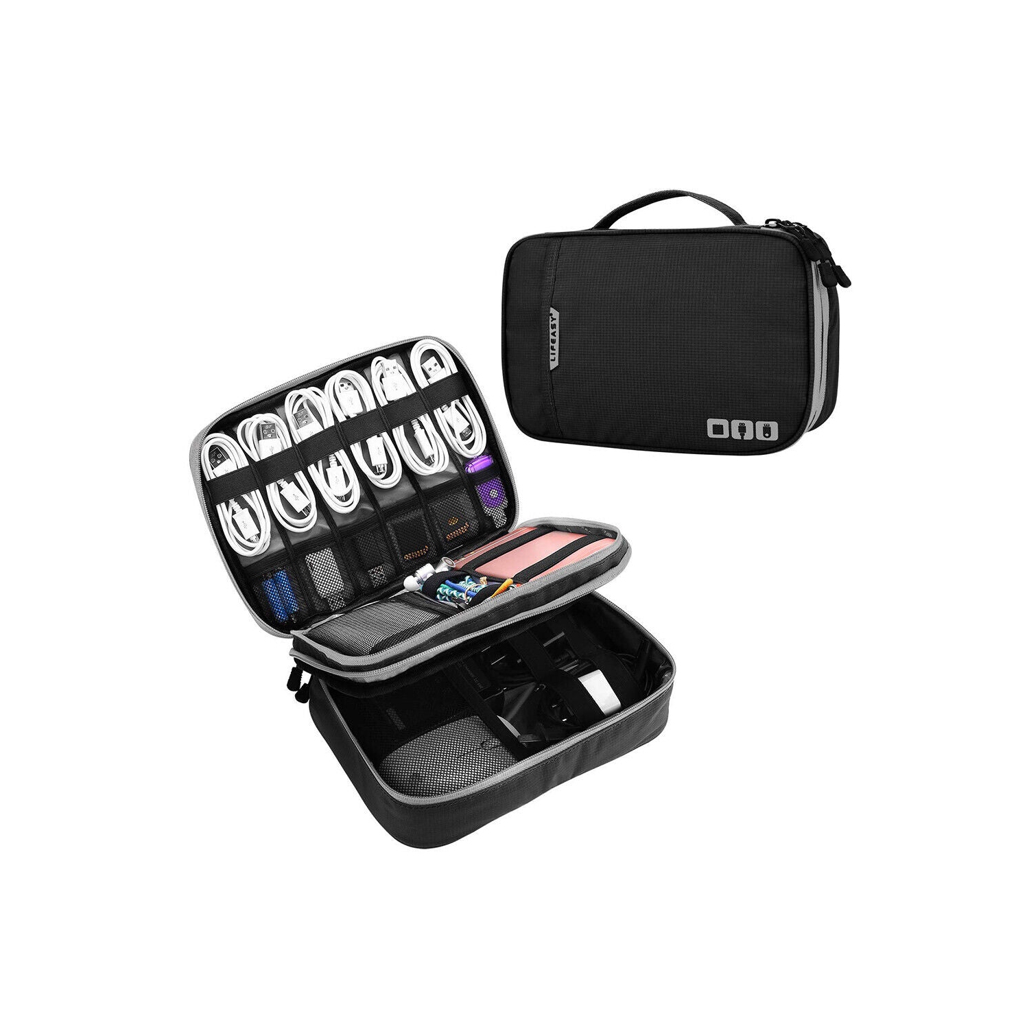 [Large Capacity & Water Resisitent] Portable Electronic Organizer Travel Bag CA