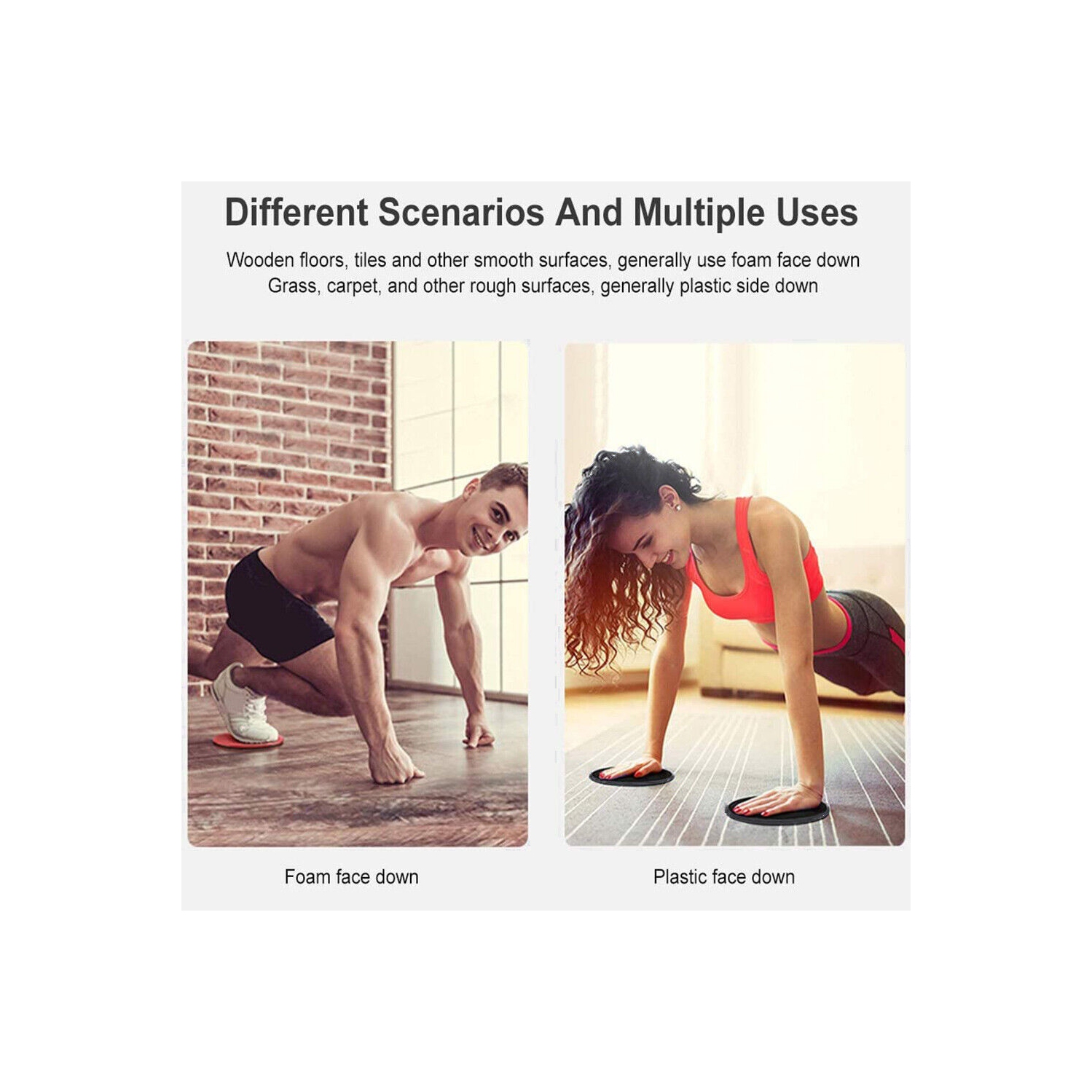 Paquet de 2 glisseurs de centre d’exercice [Smooth-Sliding Design] pour les exercices abdominaux et abdominaux