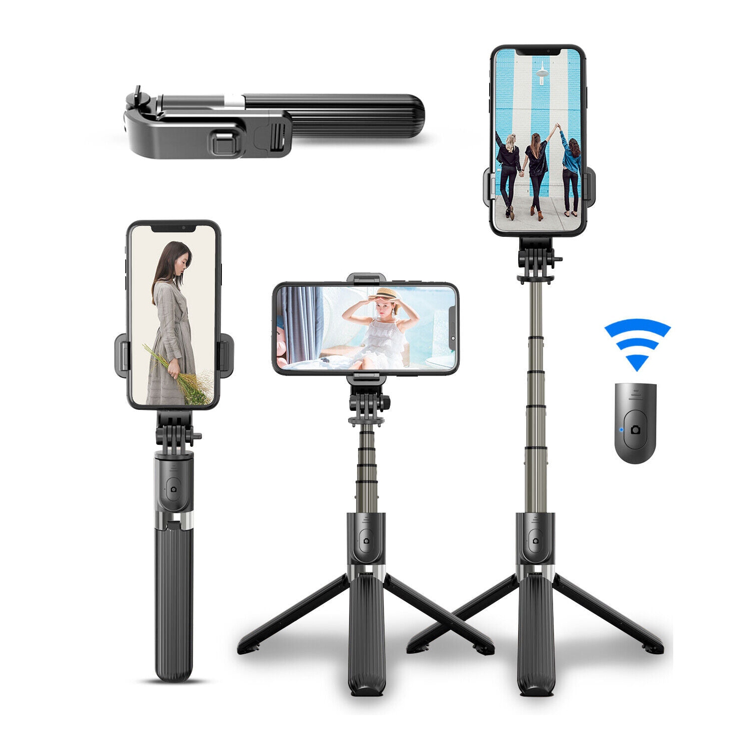3 in 1 Mini Extendable Bluetooth Selfie Stick Tripod for iPhone 12/11/Xs/XR/8/7
