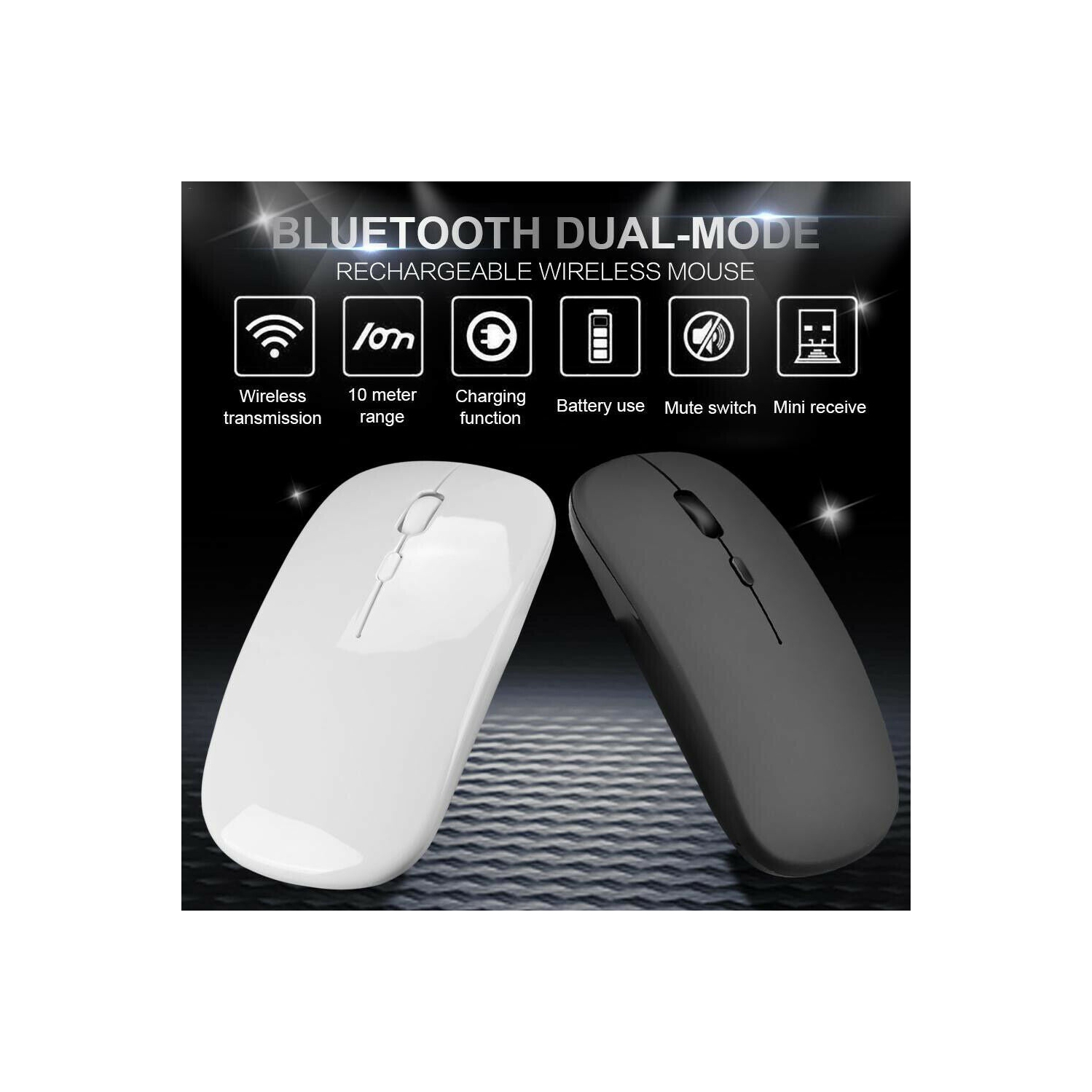 Rechargeable Bluetooth Wireless Mouse, Dual Mode(Bluetooth 5.0 & 2.4G Wireless)