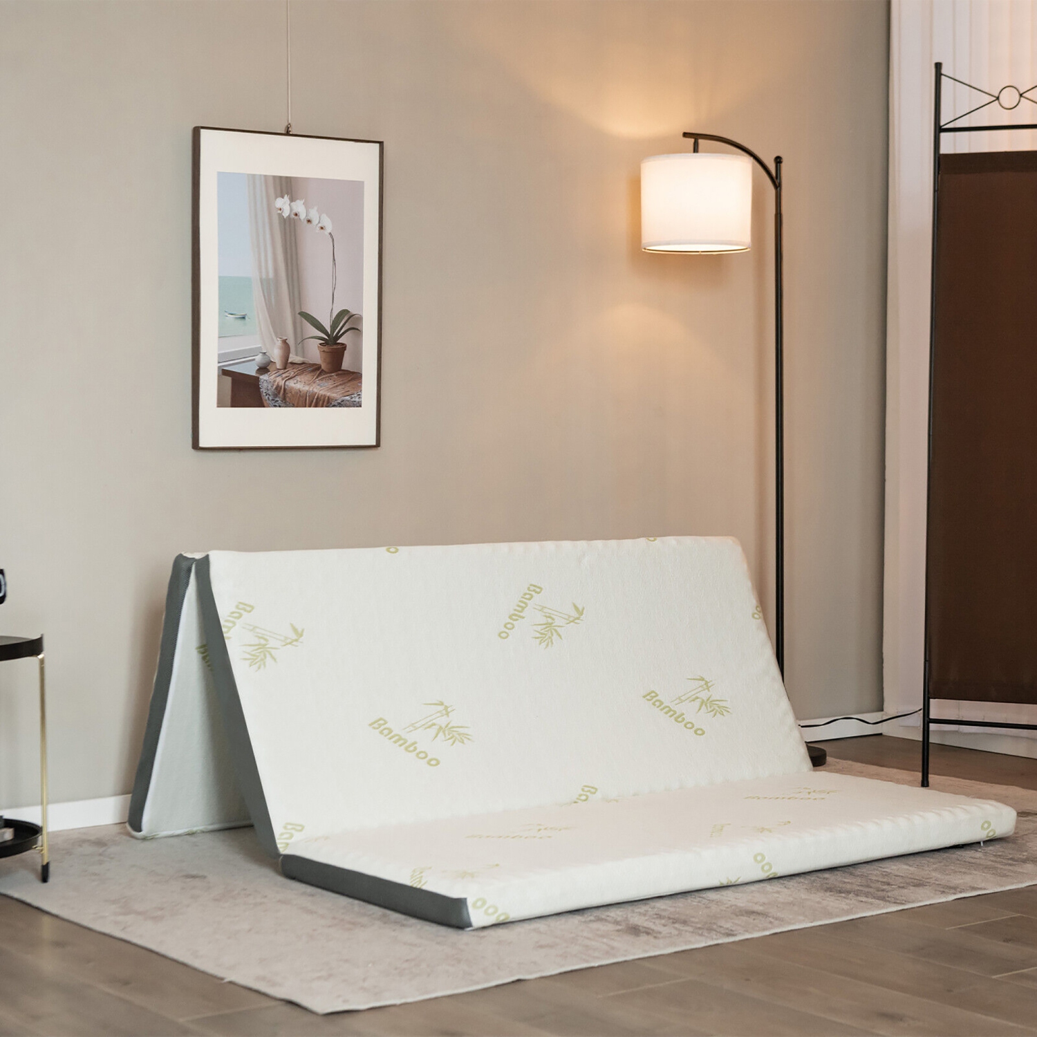 Gymax 3'' Tri-fold Memory Foam Floor Mattress Topper Portable w/ Carrying Bag