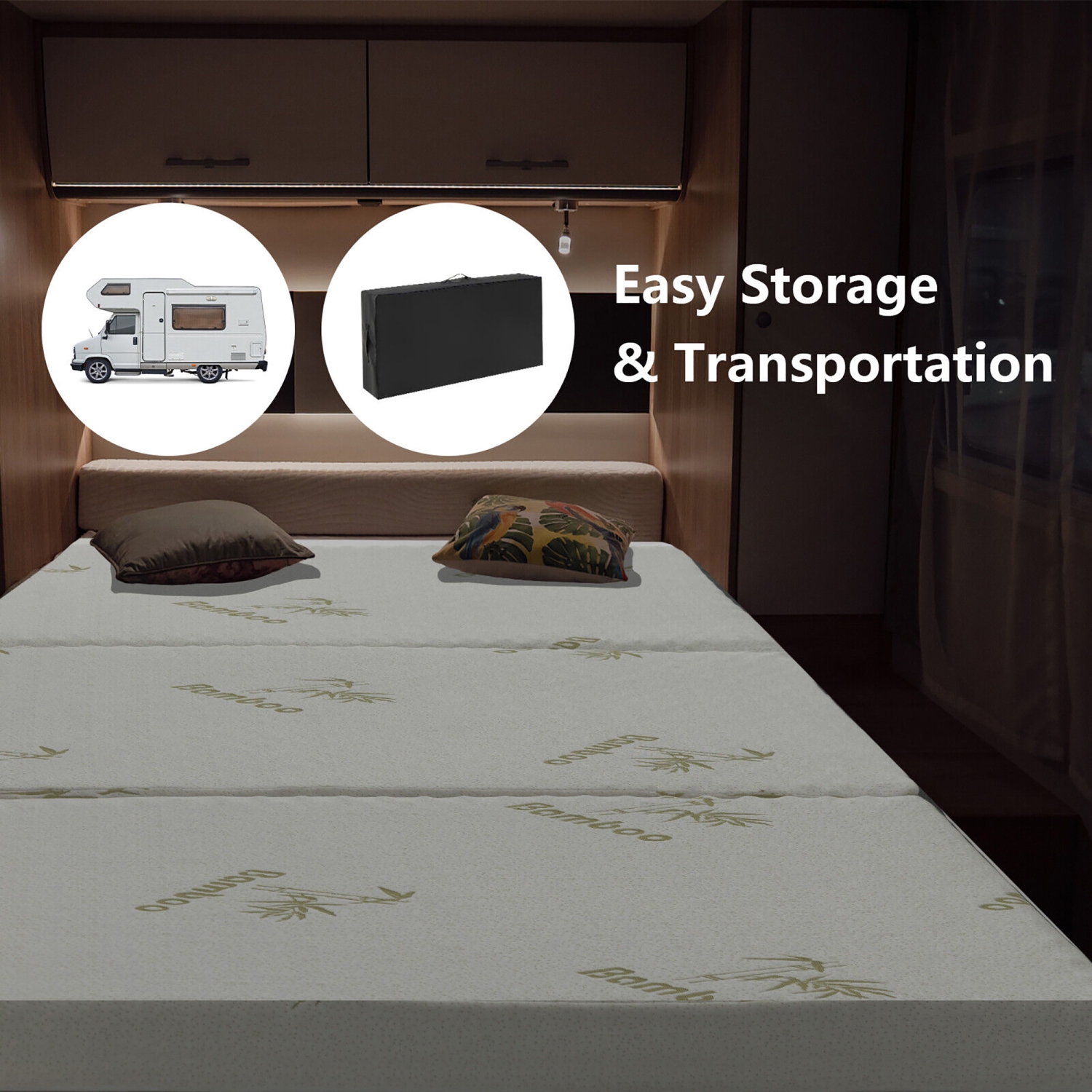 Gymax 3'' Tri-fold Memory Foam Floor Mattress Topper Portable w/ Carrying Bag