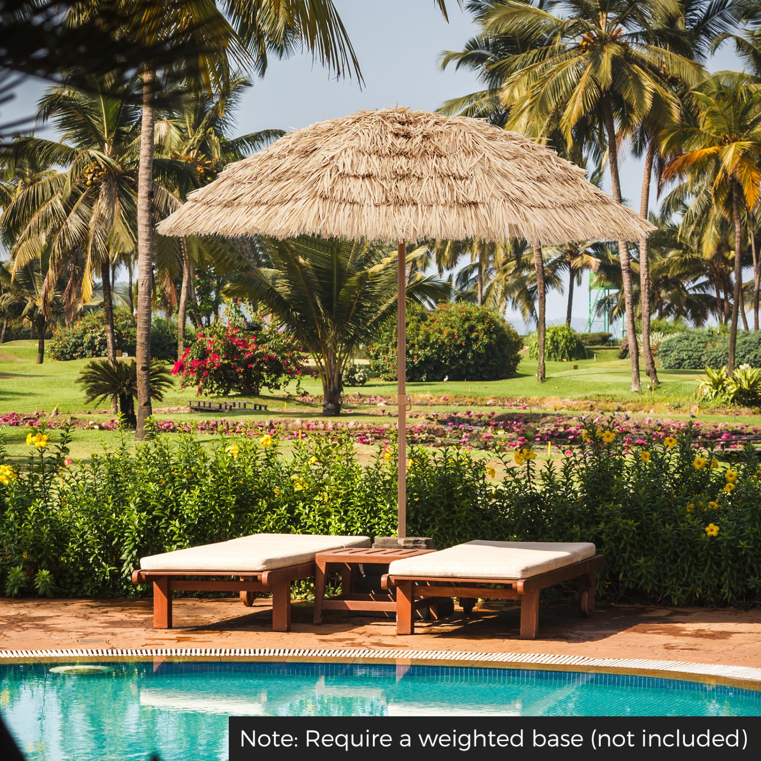 Gymax 7.2FT Hula Thatched Tiki Umbrella w/ Tilt Hawaiian Style Beach Umbrella