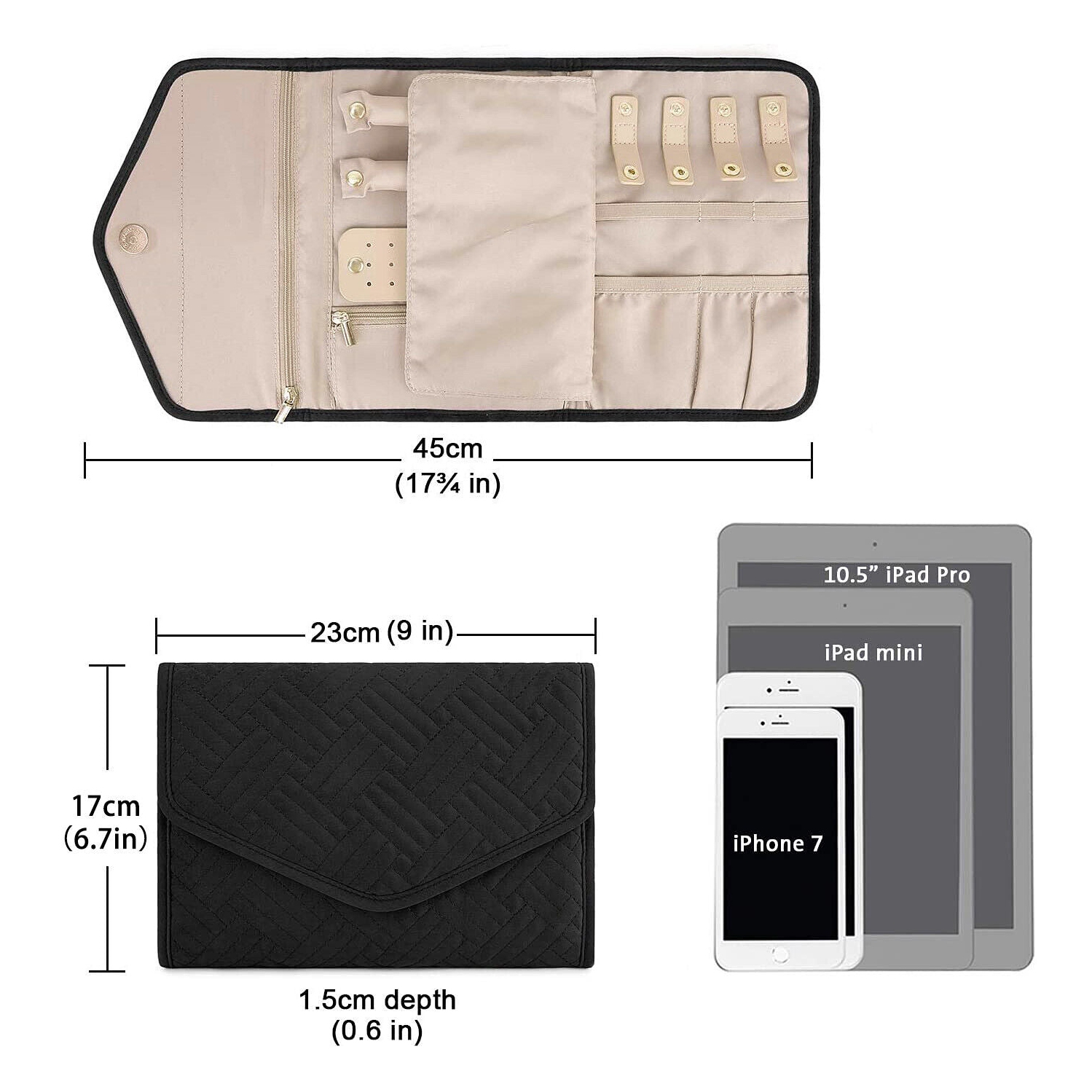 Luxury Foldable Travel Jewelry Organizer Case for Necklace, Earrings, Rings CA