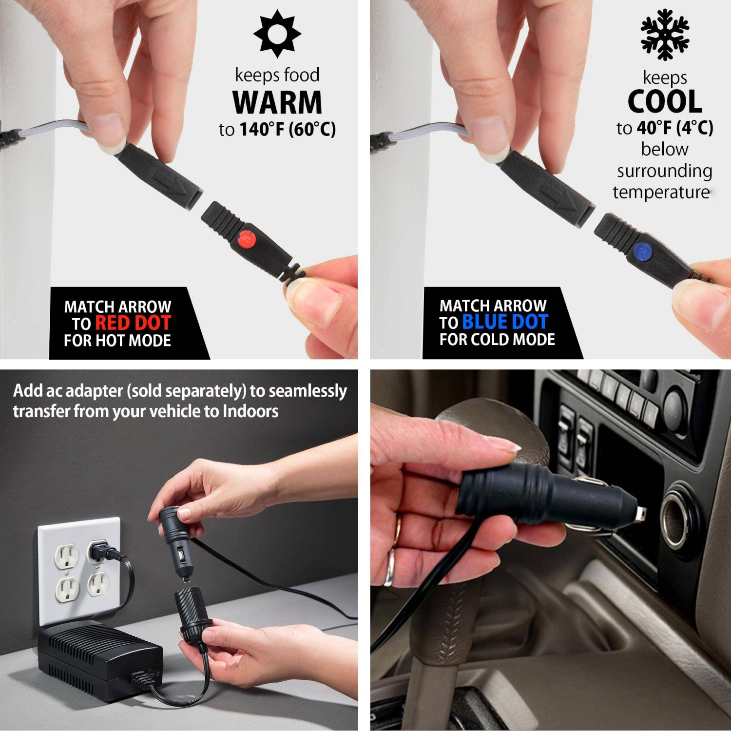 Koolatron Thermoelectric Iceless 12V Cooler/Warmer 33 qt, Electric Portable Car Fridge w/ 12 Volt DC Power Cord, Dual Opening, Grey/White, Travel