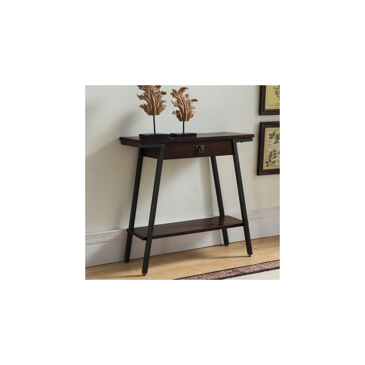 Table d’applique en bois à un tiroir Empriria de Leick - Noyer et bronze fondry