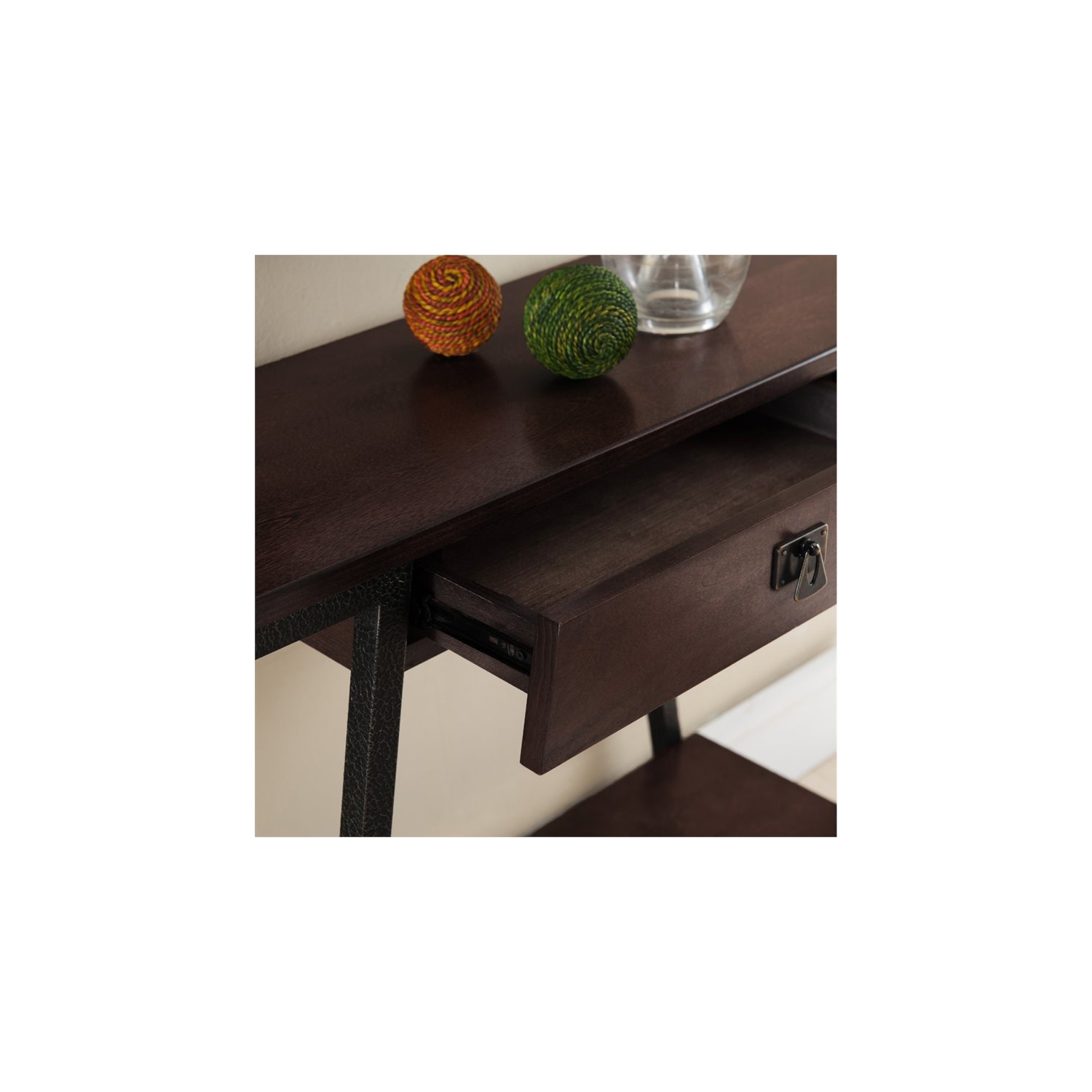 Table d’applique en bois à un tiroir Empriria de Leick - Noyer et bronze fondry