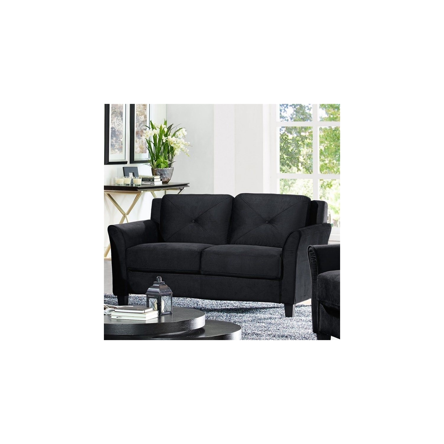 Lifestyle Solutions – Ensemble 2 pièces en microfibre avec causeuse et fauteuil Hartford, noir