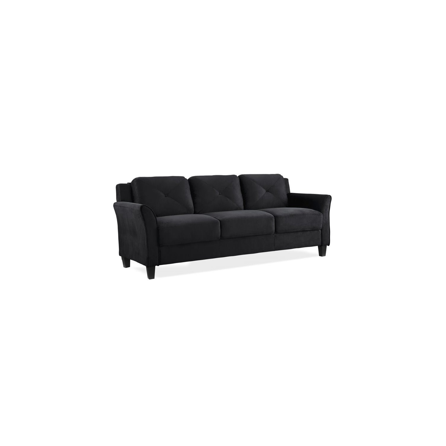 Ensemble de 3 chaises d’appoint et sofa en microfibre noire