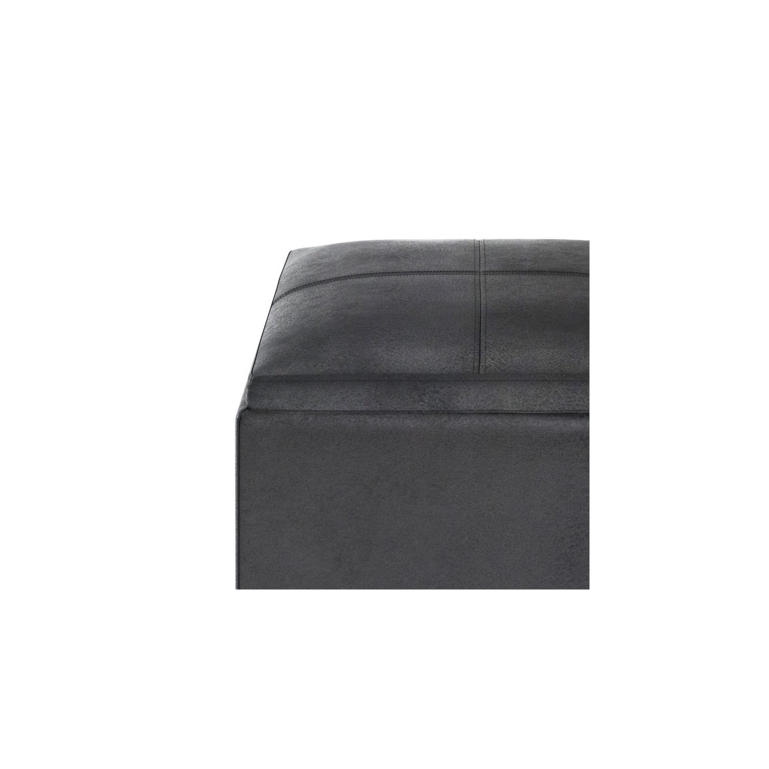 Pouf de rangement cubique en similicuir noir Rockwood de Simpli Home