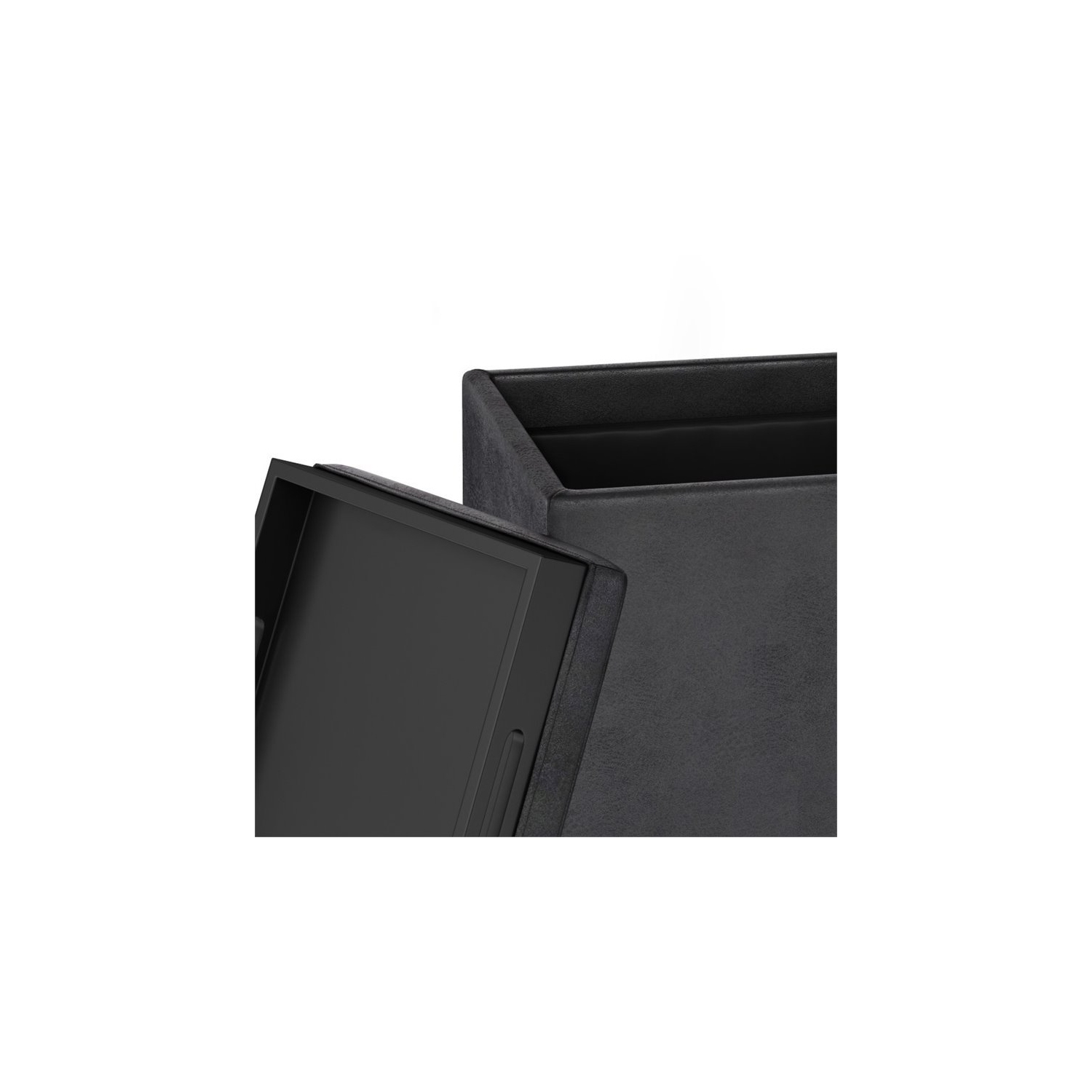 Pouf de rangement cubique en similicuir noir Rockwood de Simpli Home