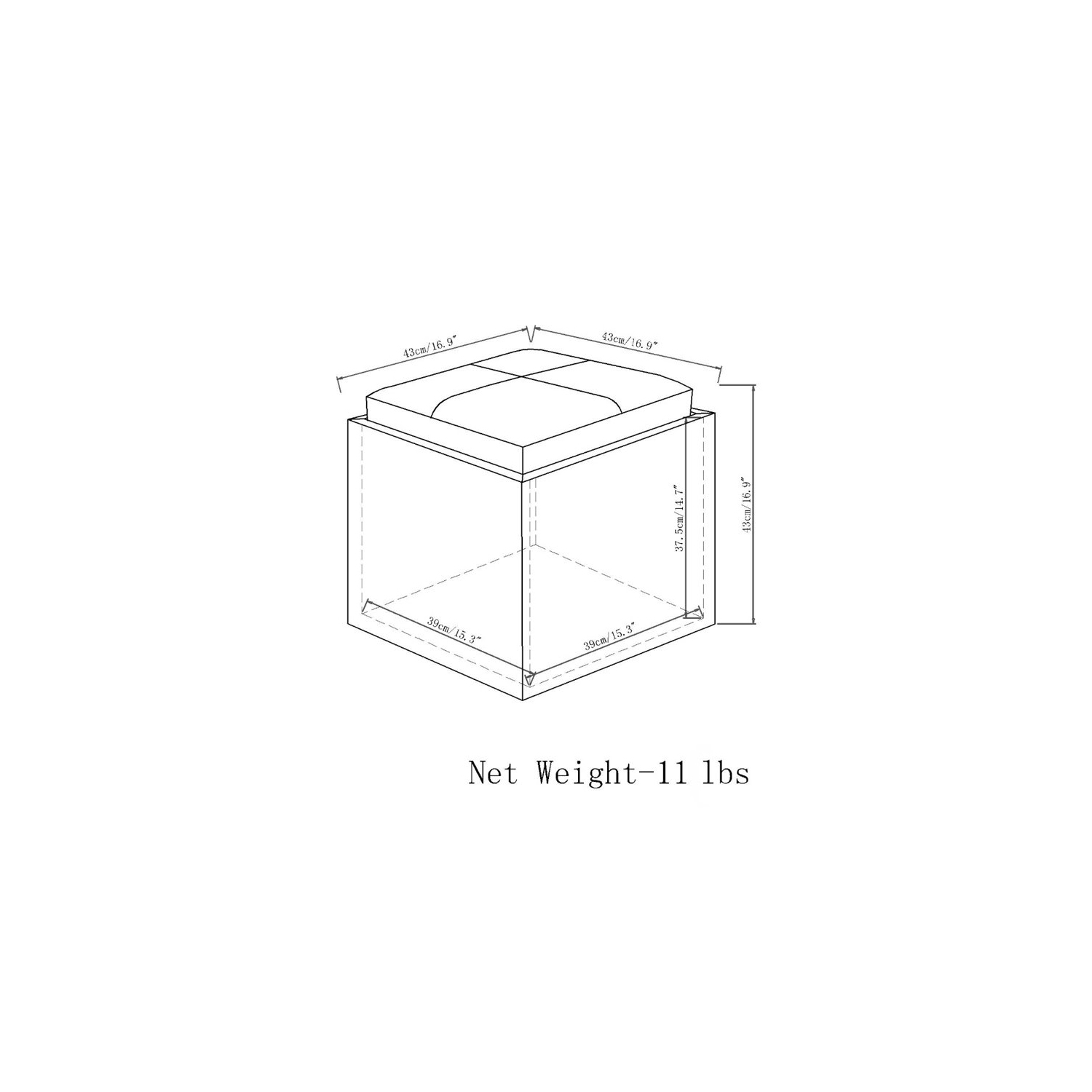 Pouf de rangement cubique en similicuir noir Rockwood de Simpli Home