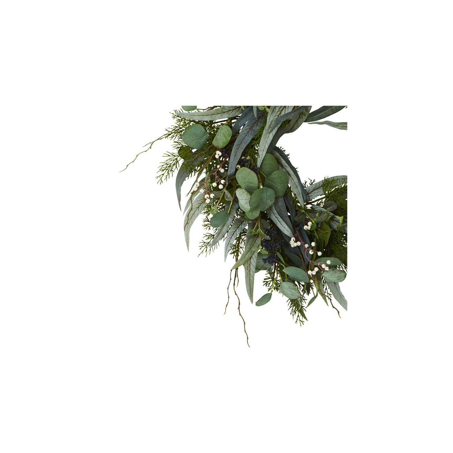 Nearly Natural 24" Eucalyptus and Mixed Greens Artificial Wreath in Green