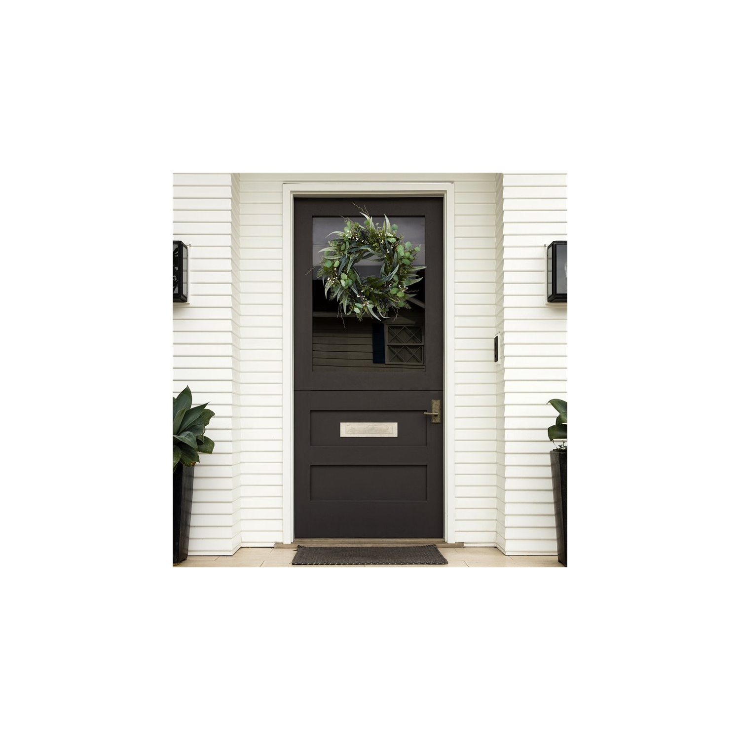 Nearly Natural 24" Eucalyptus and Mixed Greens Artificial Wreath in Green