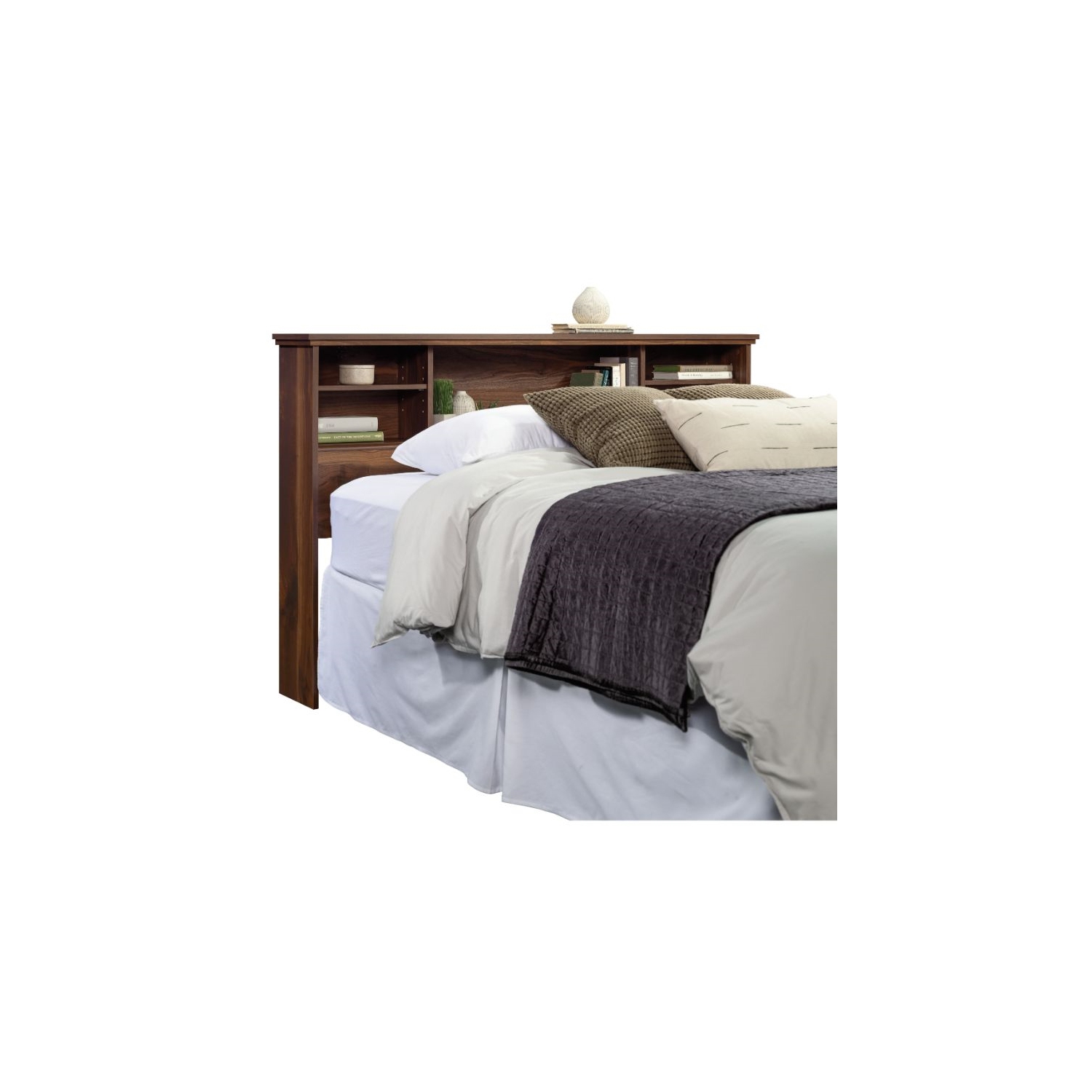 Tête de lit en bois d’ingénierie 2 places Pemberly Row, fini noyer
