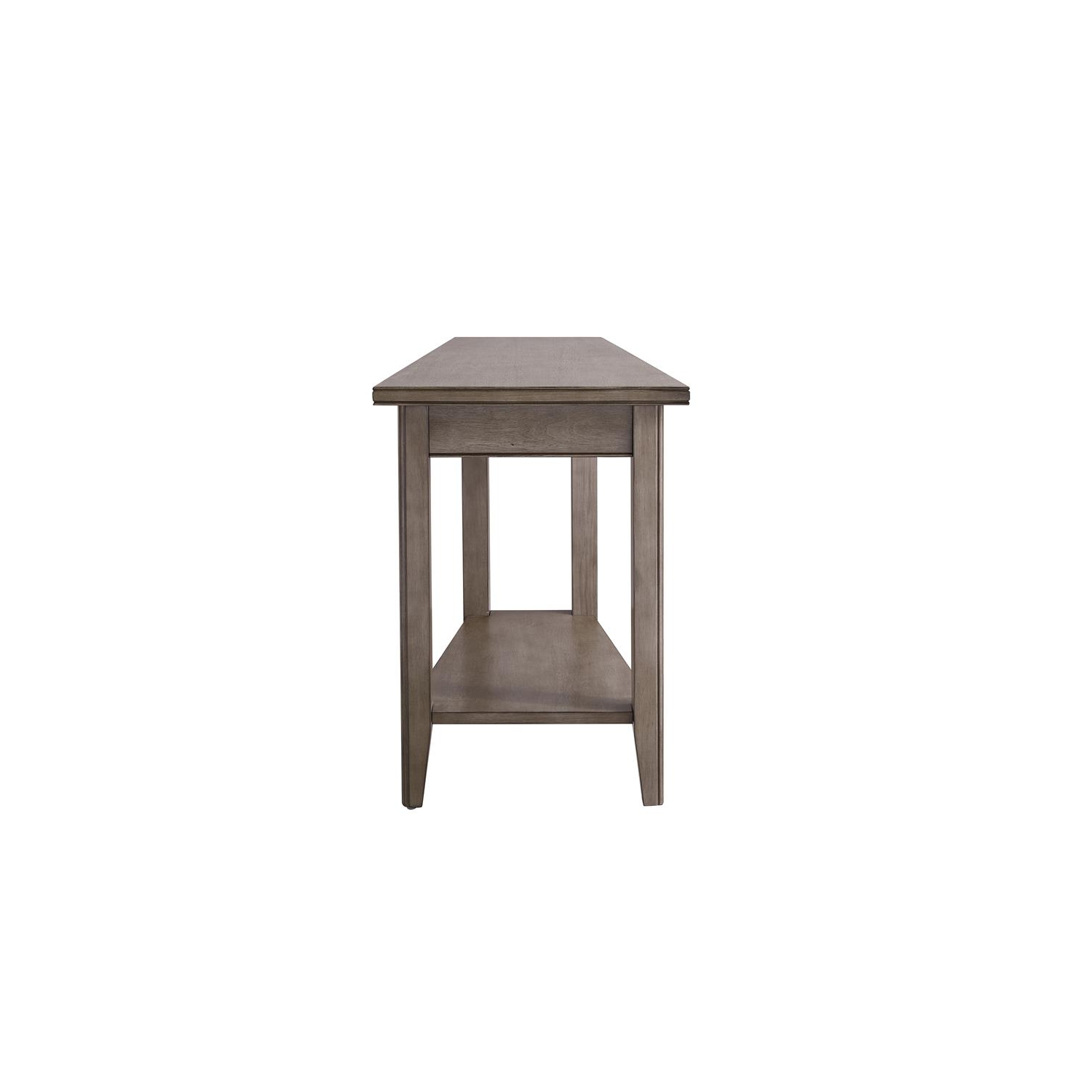 Leick Home 10502-GR Laurent Recliner Wood Wedge Table with Shelf in Smoke Gray