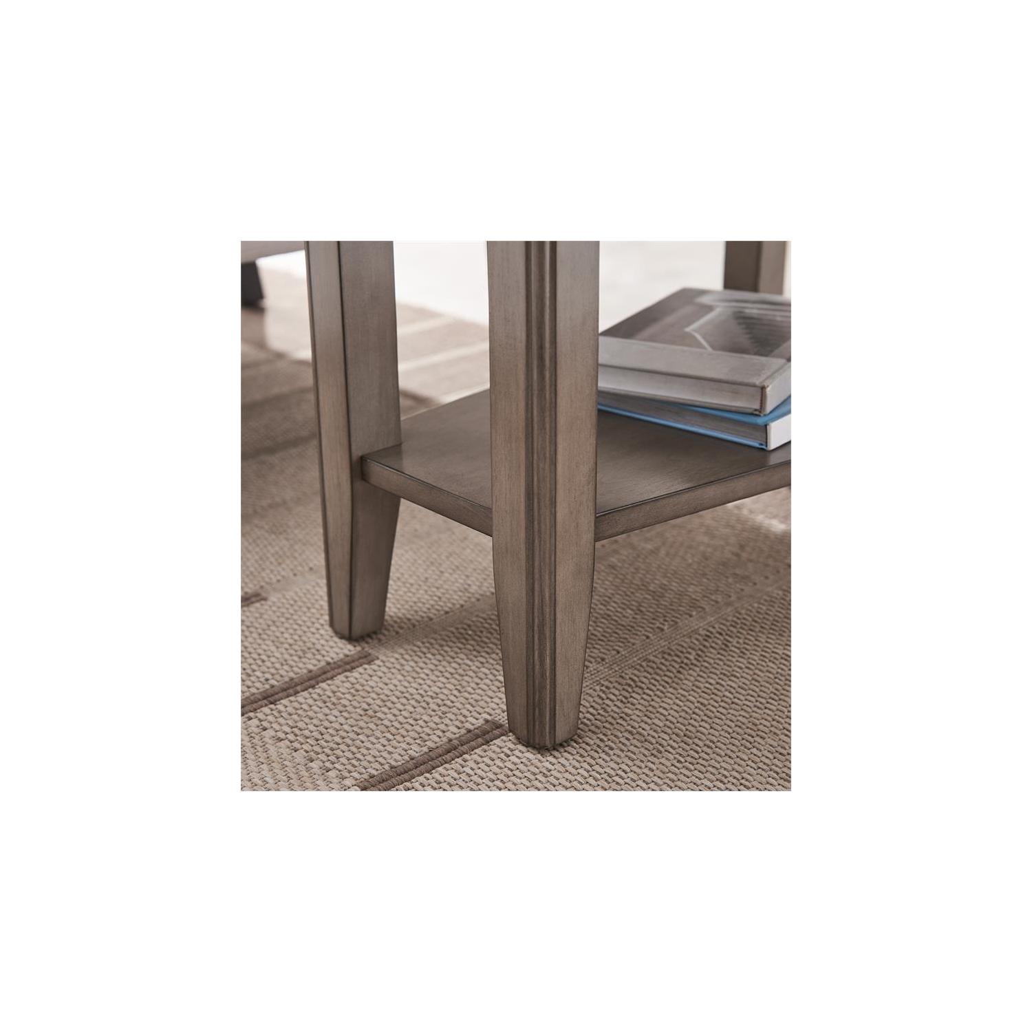 Leick Home 10502-GR Laurent Recliner Wood Wedge Table with Shelf in Smoke Gray