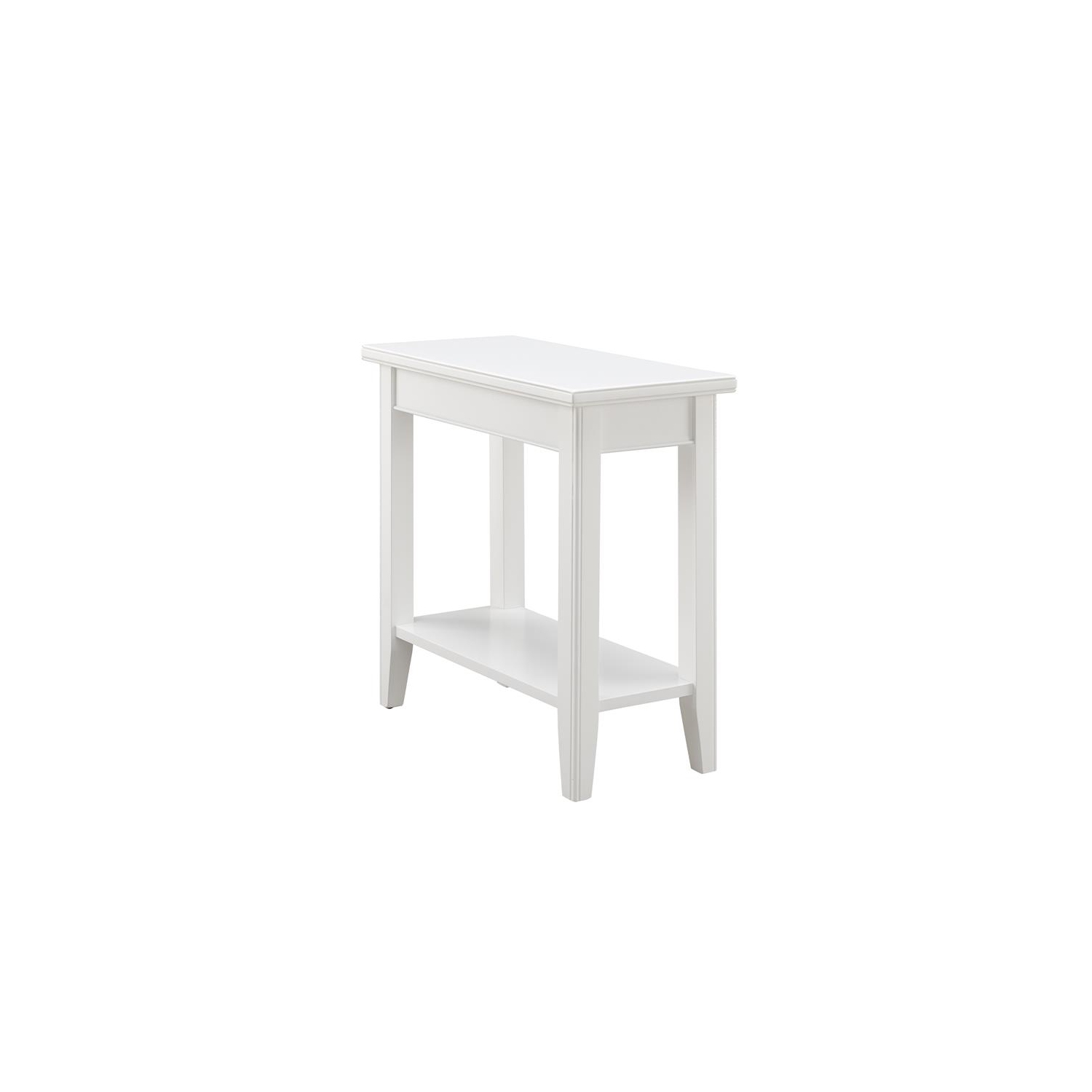 Leick Home 10505-WT Laurent Narrow Wood End Table with Shelf in White