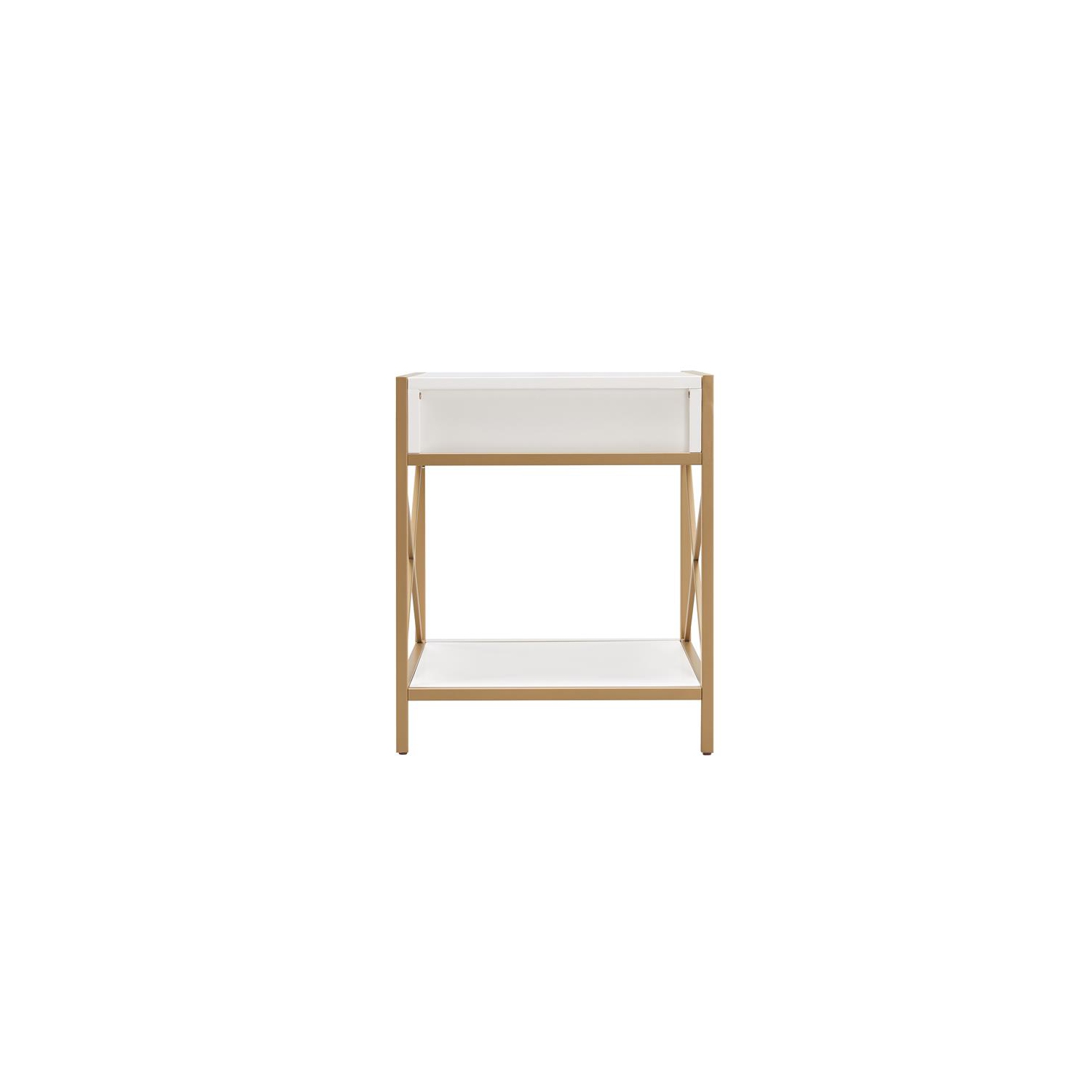 Leick Home 9206-WTGL Claudette Metal and Wood Drawer End Table in White/Gold