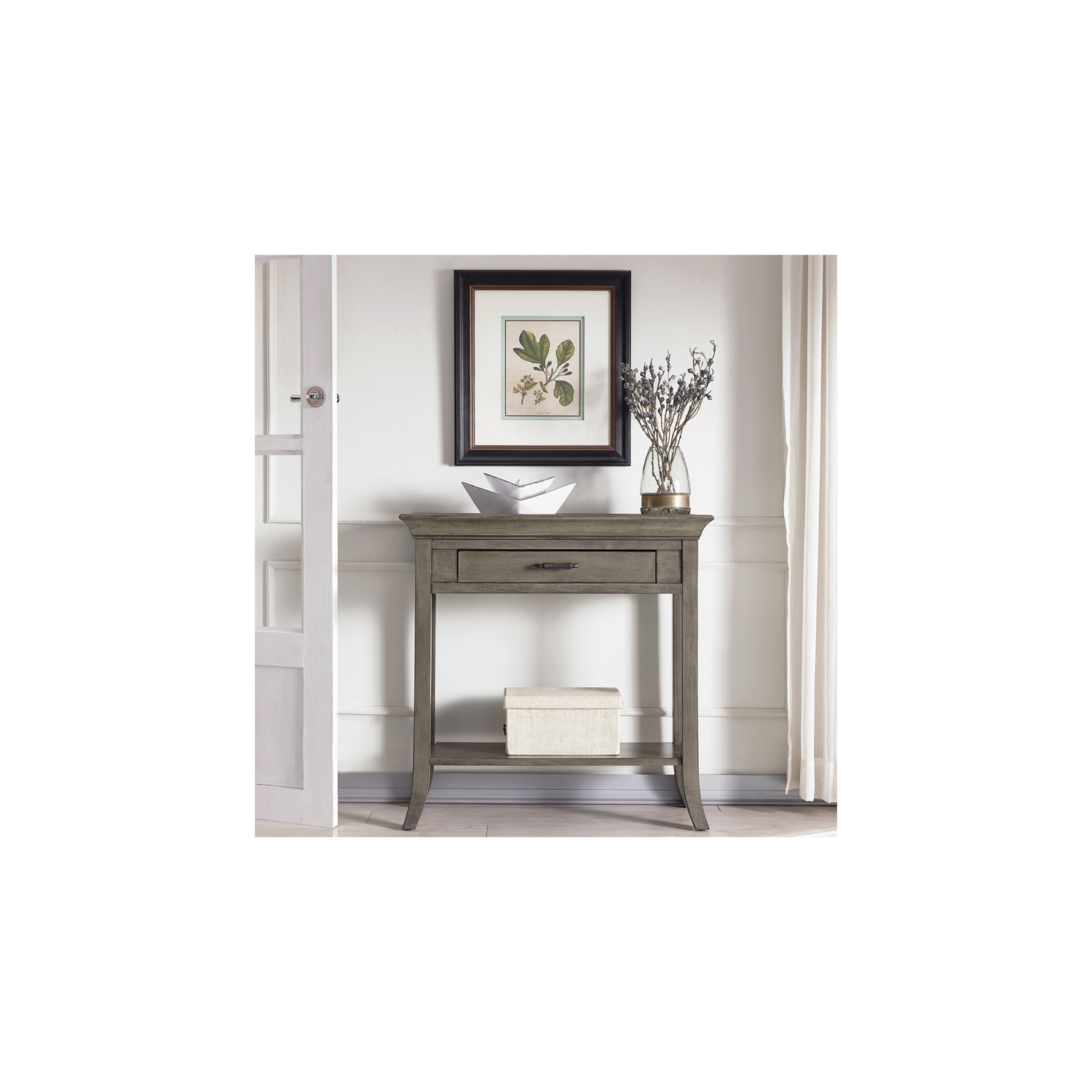 Leick Home Traditional Wood Tray Edge Console Hall Stand in Smoke Gray