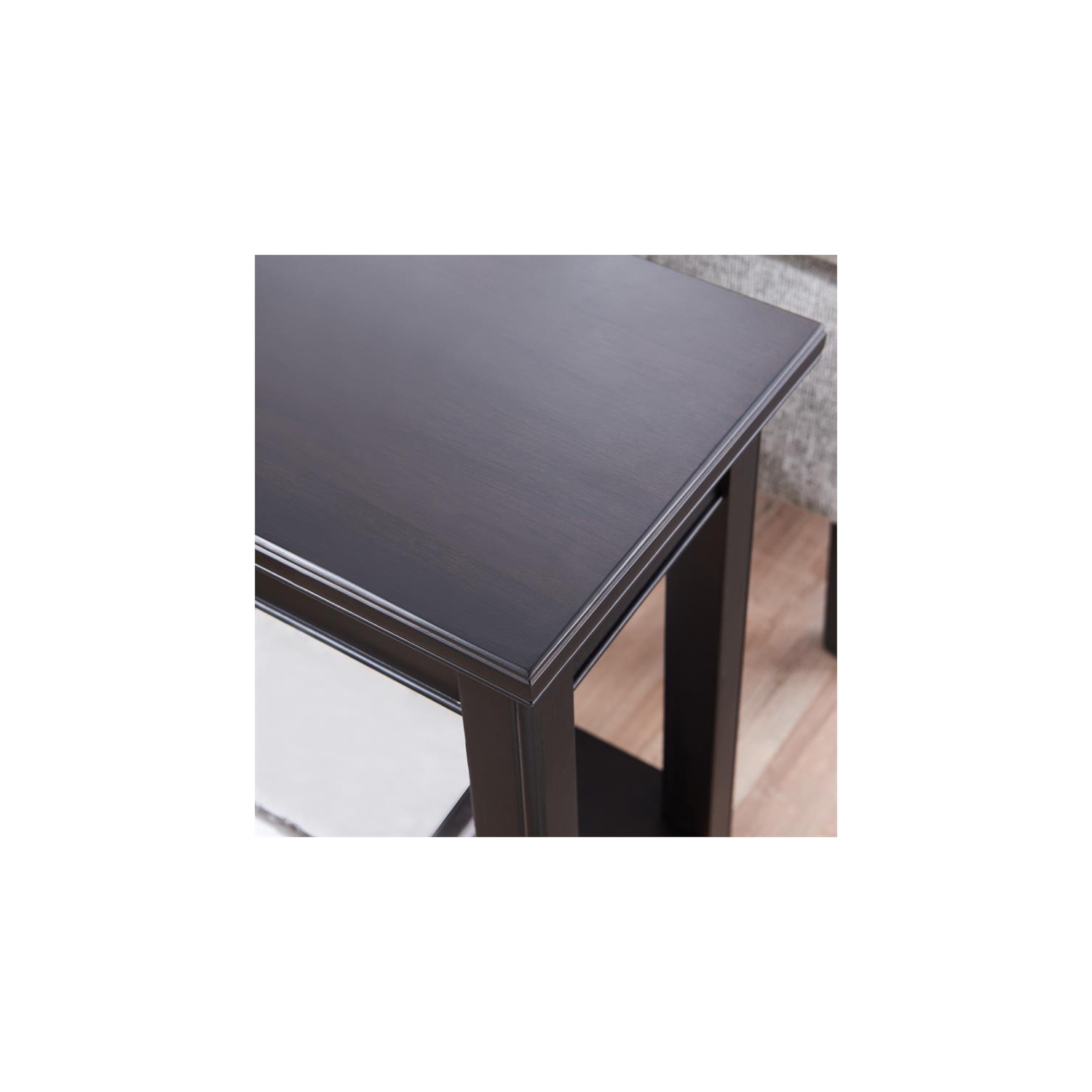 Leick Home 10505-BK Laurent Narrow Wood End Table with Shelf in Black