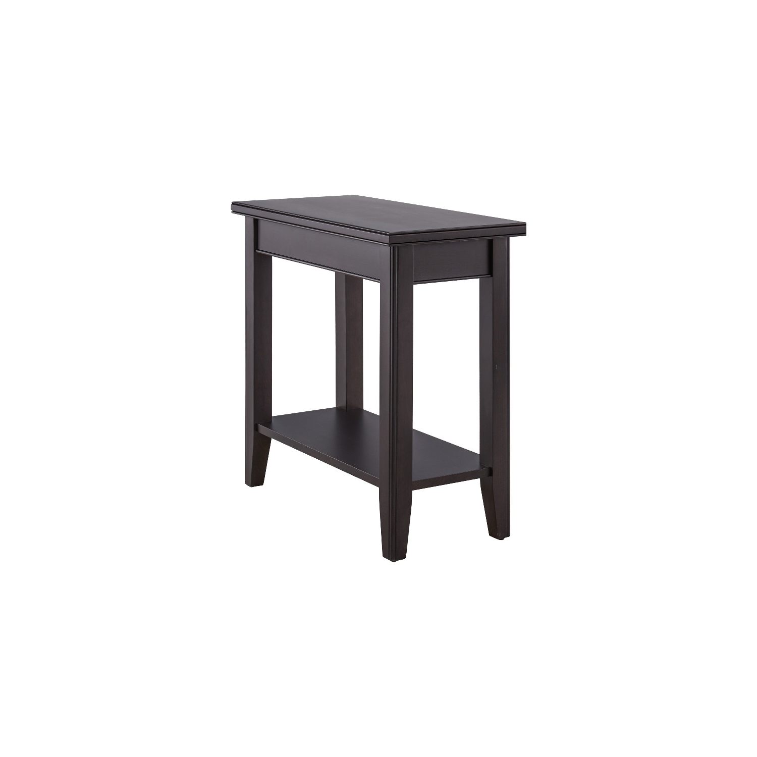 Leick Home 10505-BK Laurent Narrow Wood End Table with Shelf in Black