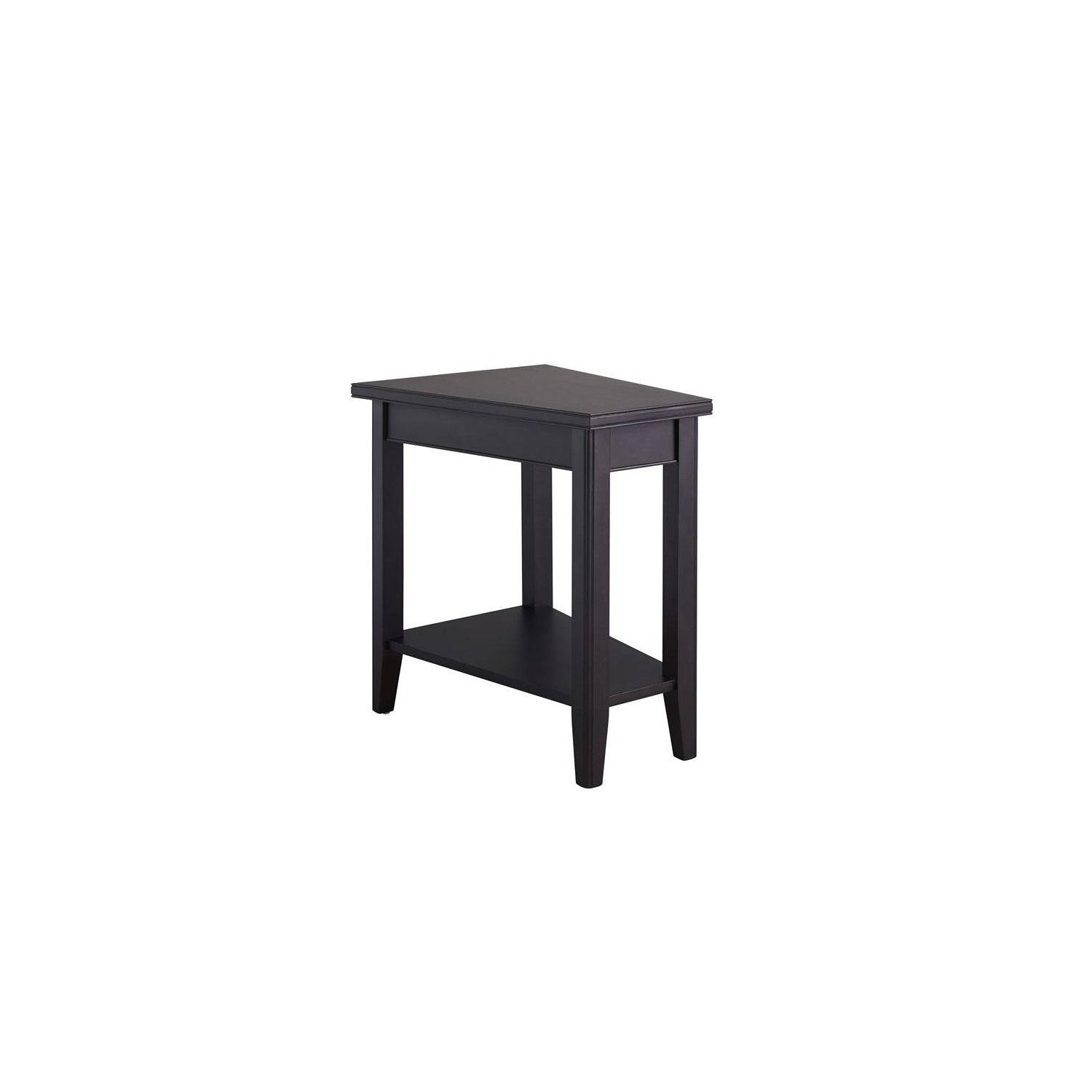 Leick Home 10502-BK Laurent Recliner Wood Wedge Table with Shelf in Black