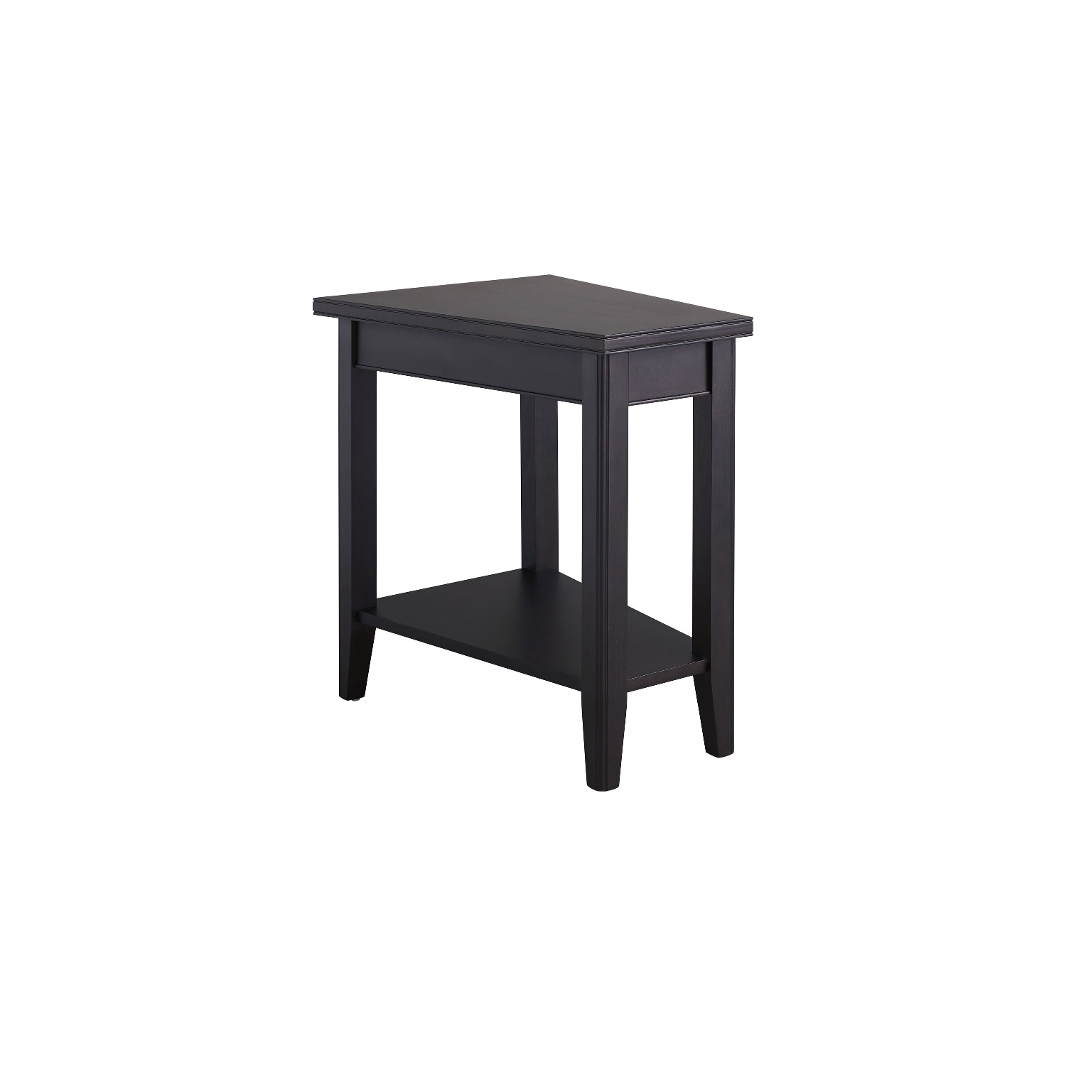 Leick Home 10502-BK Laurent Recliner Wood Wedge Table with Shelf in Black