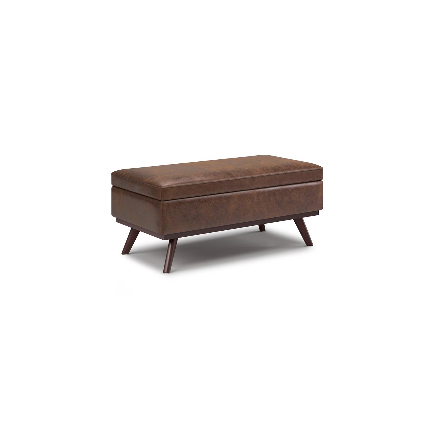 Owen 42in.W Lift top Coffee Table in Distressed Chestnut Brown Faux Leather