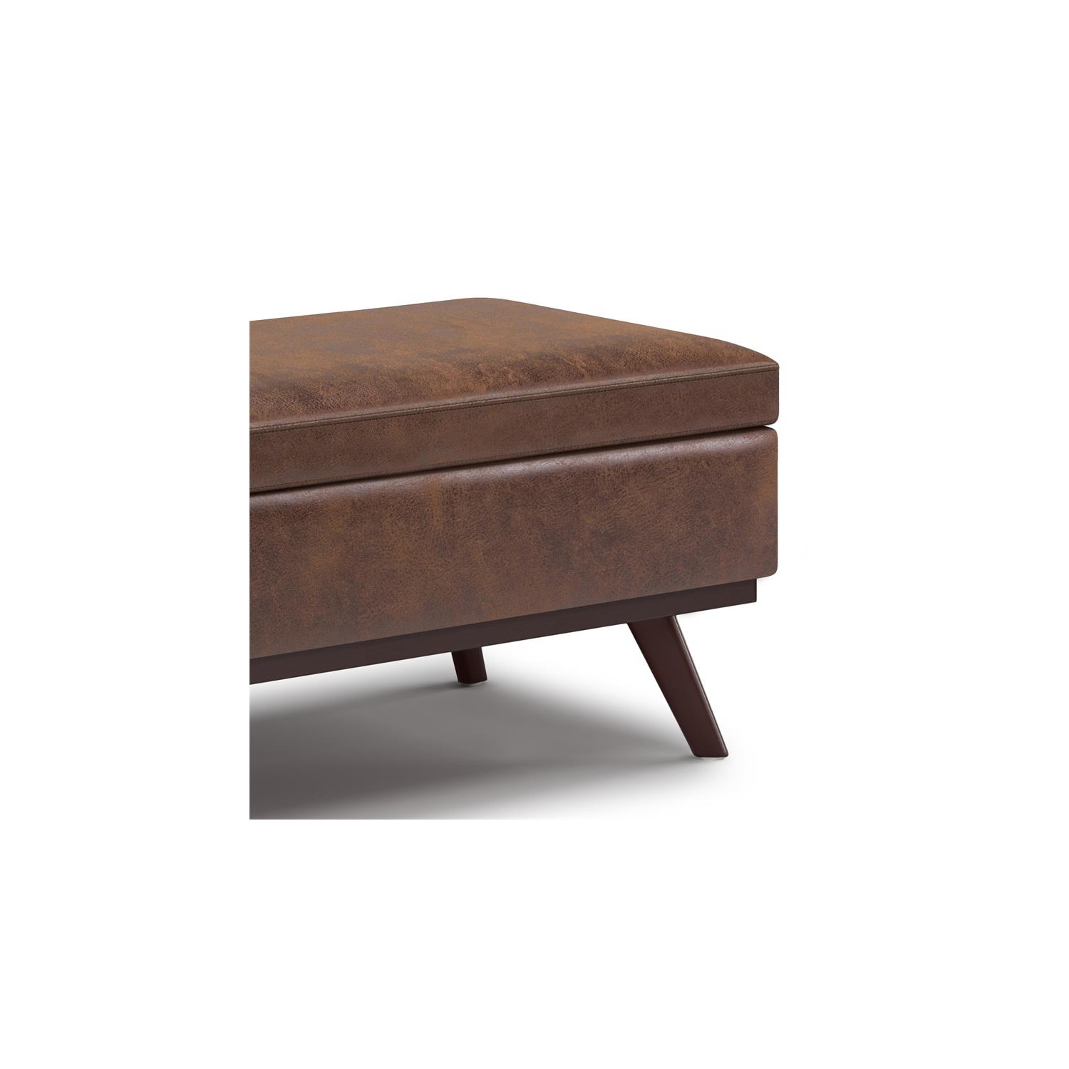 Owen 42in.W Lift top Coffee Table in Distressed Chestnut Brown Faux Leather