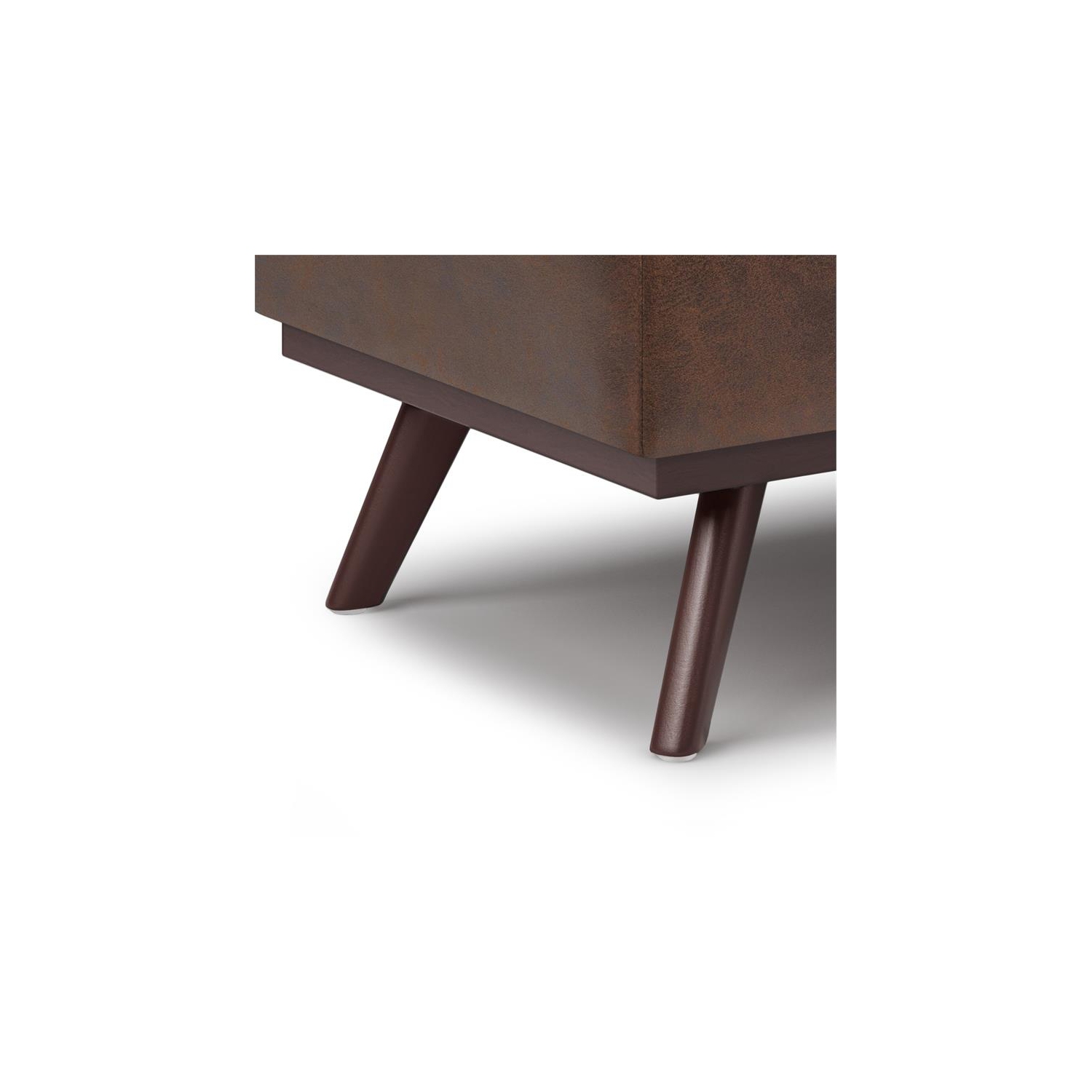 Owen 42in.W Lift top Coffee Table in Distressed Chestnut Brown Faux Leather