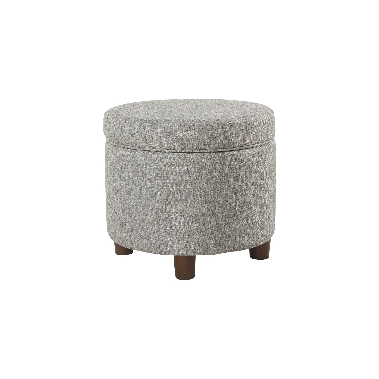 HomePop – Pouf de rangement rond en bois et en tissu, gris pâle