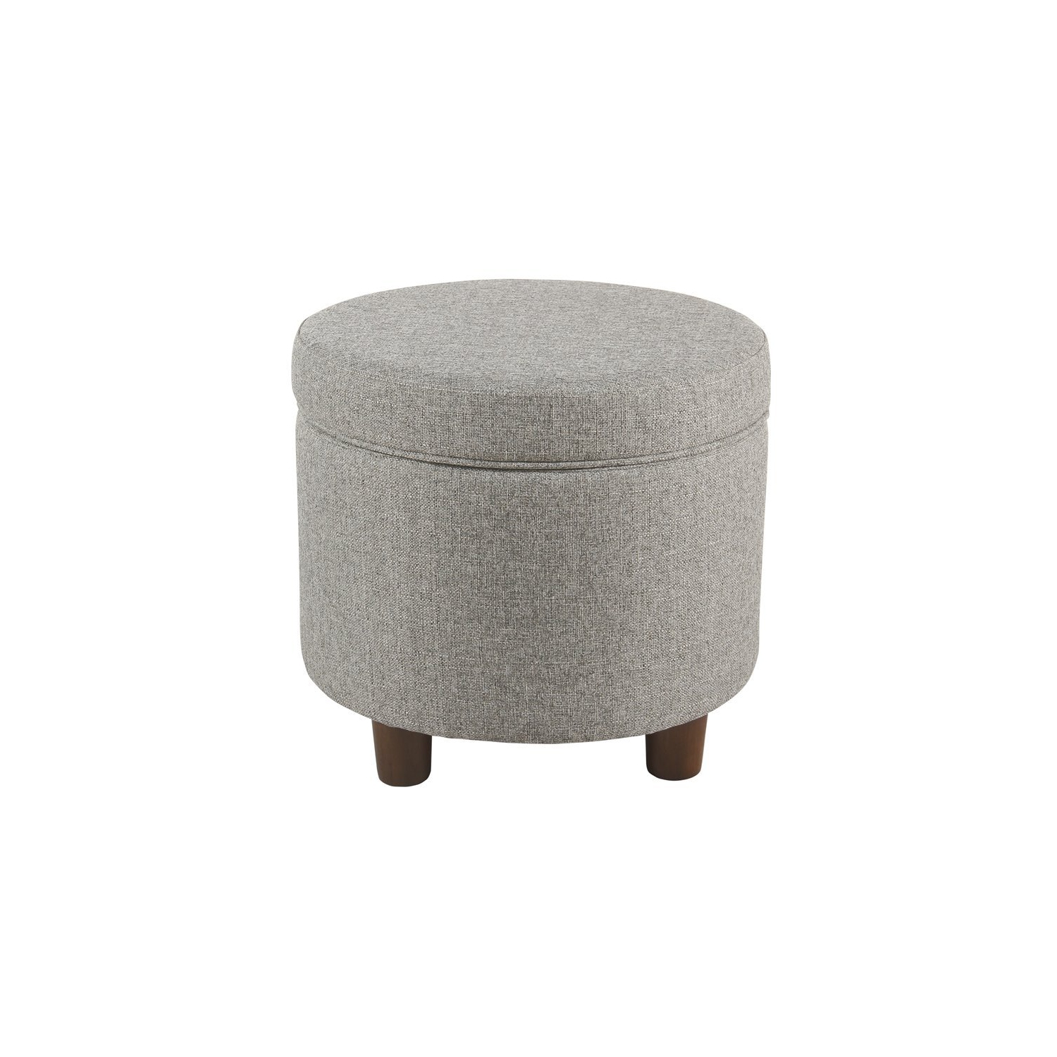 HomePop – Pouf de rangement rond en bois et en tissu, gris pâle