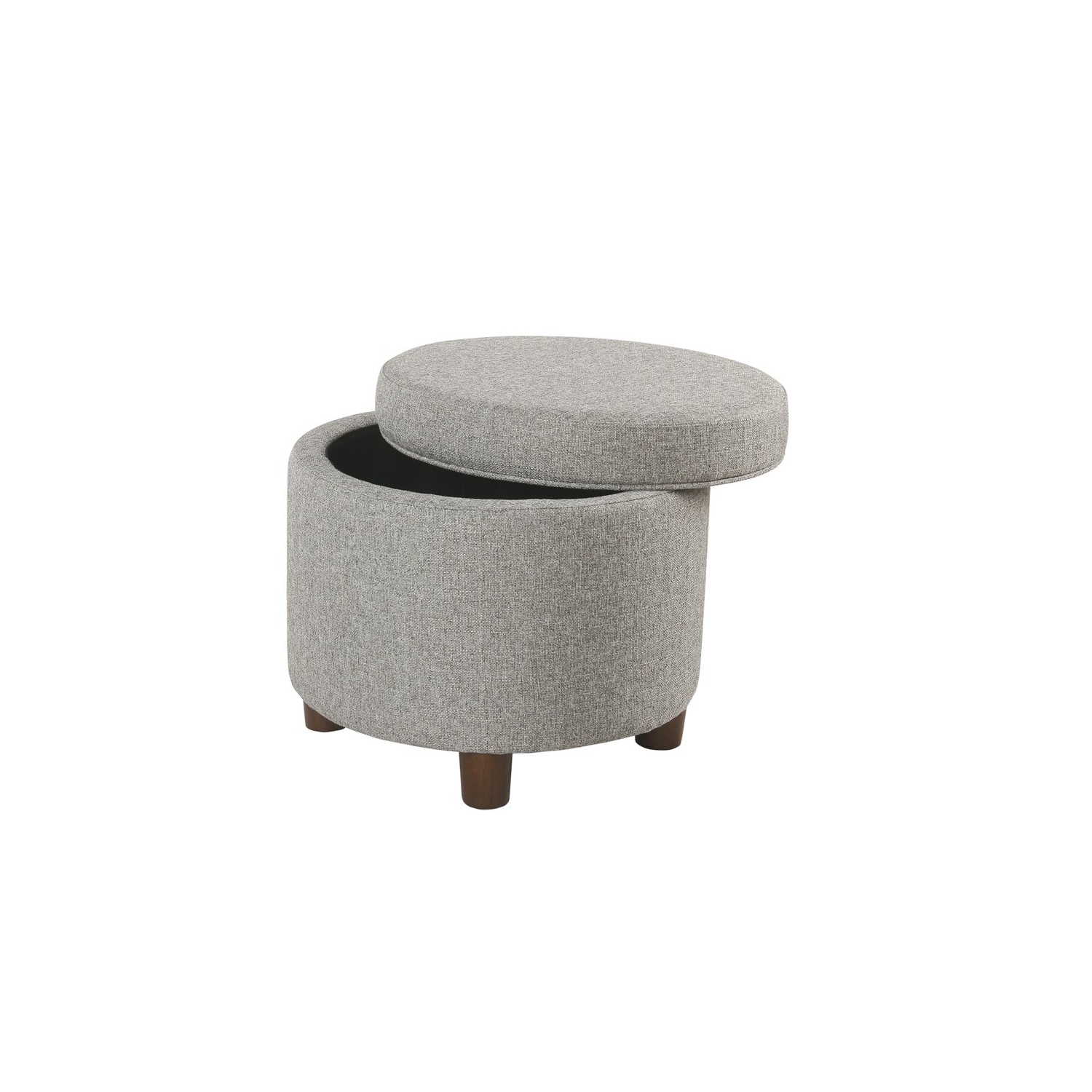HomePop – Pouf de rangement rond en bois et en tissu, gris pâle