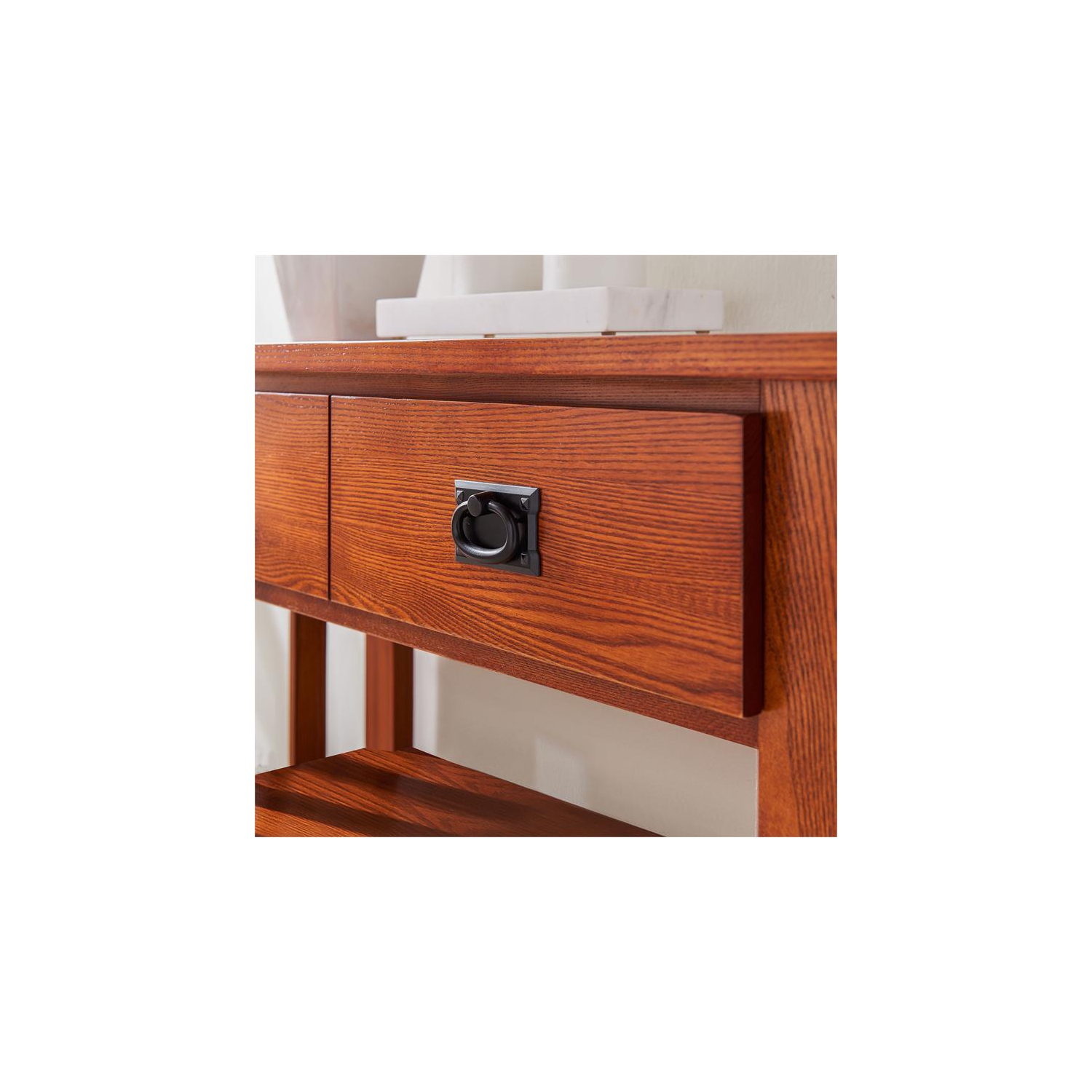 Leick Home 8261 Mission Impeccable Wood Bookcase with Drawers in Medium Oak