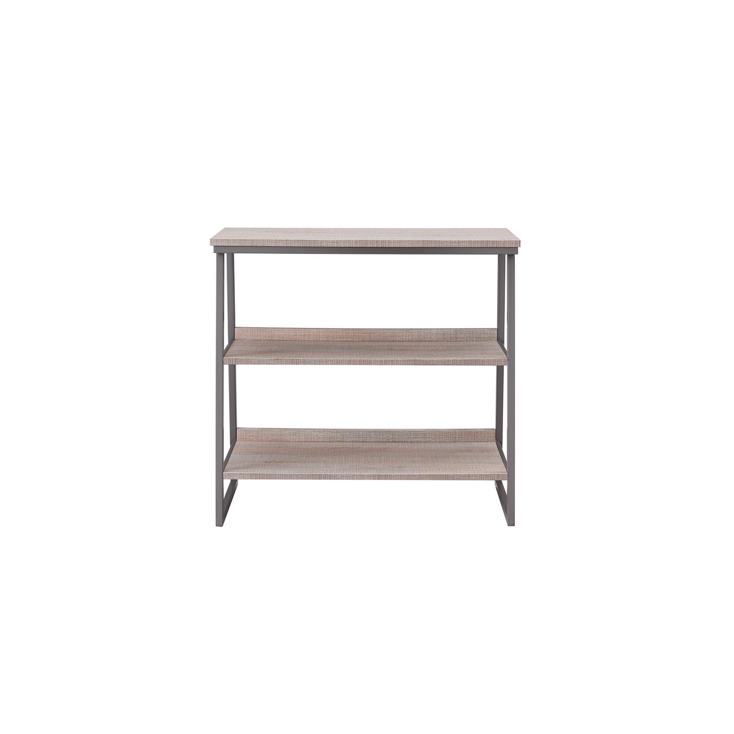 Leick Home 70007-ROBLK Stepped Tier Bookshelf in Roughsawn Oak/Gunmetal Gray