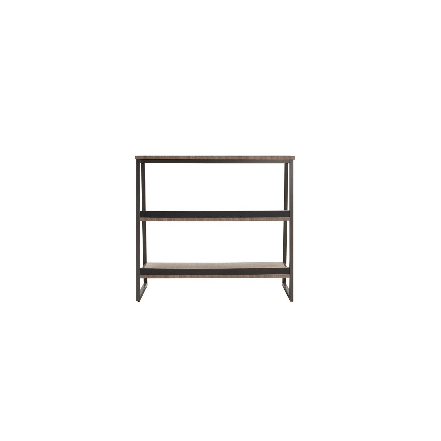 Leick Home 70007-ROBLK Stepped Tier Bookshelf in Roughsawn Oak/Gunmetal Gray