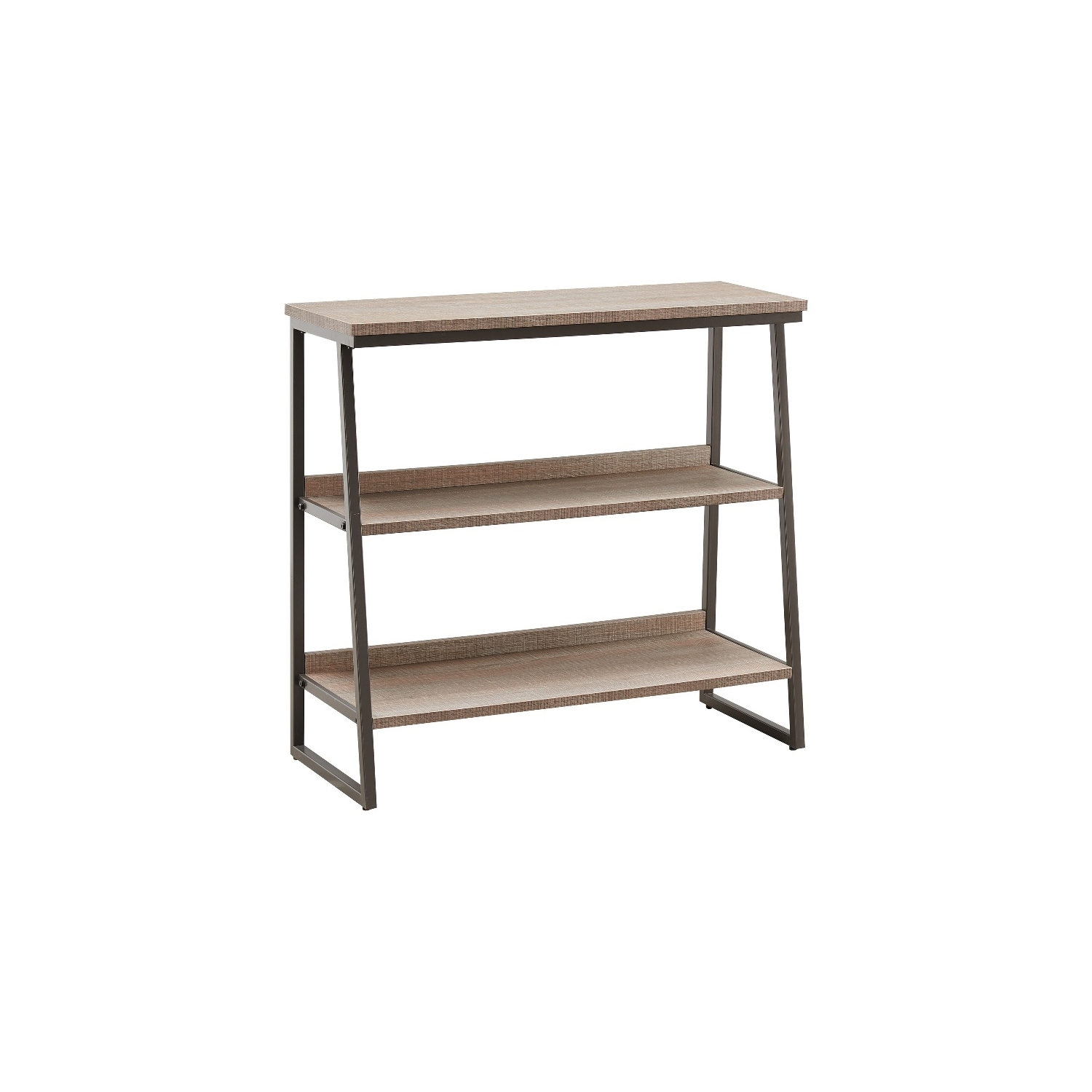 Leick Home 70007-ROBLK Stepped Tier Bookshelf in Roughsawn Oak/Gunmetal Gray
