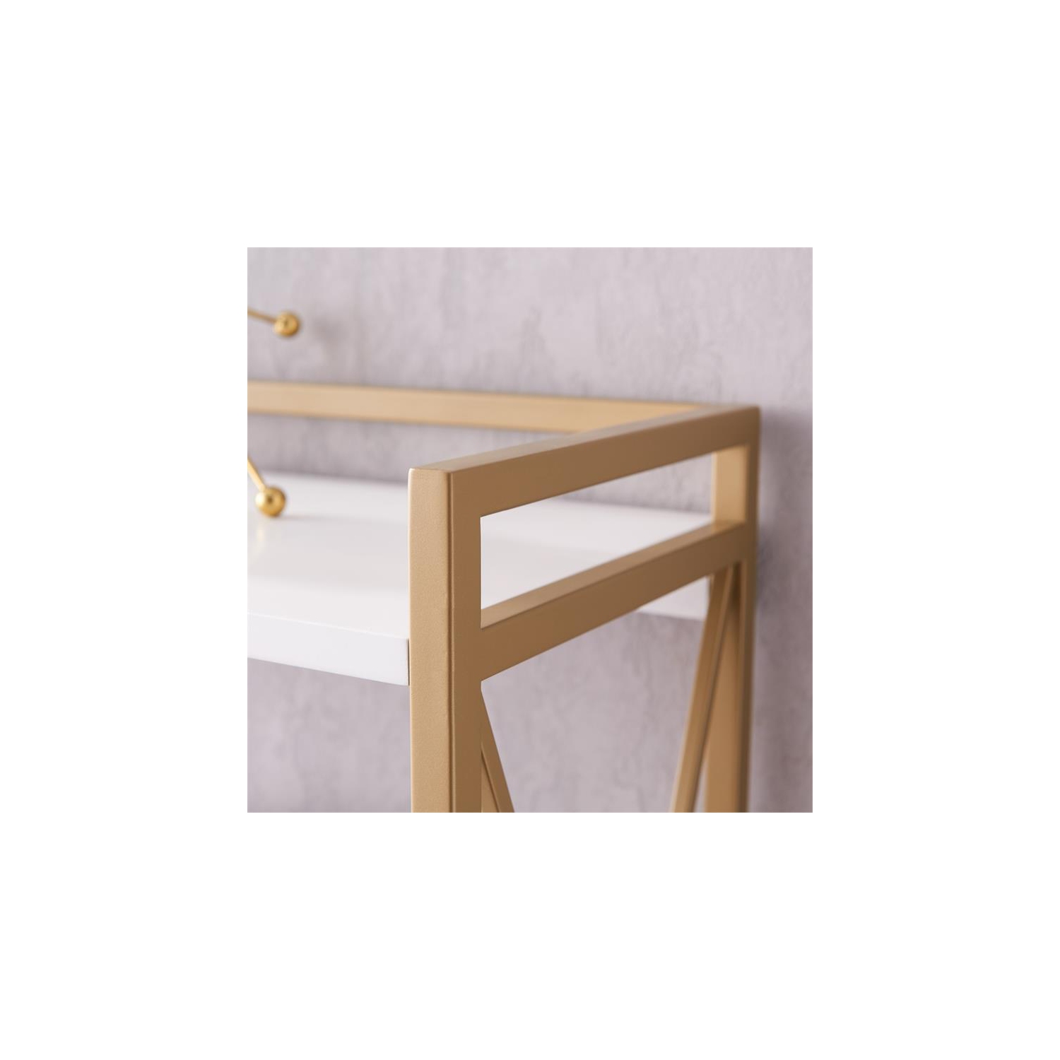 Leick Home 9261-WTGL Claudette Mixed Metal and Wood Bookshelf in White/Gold