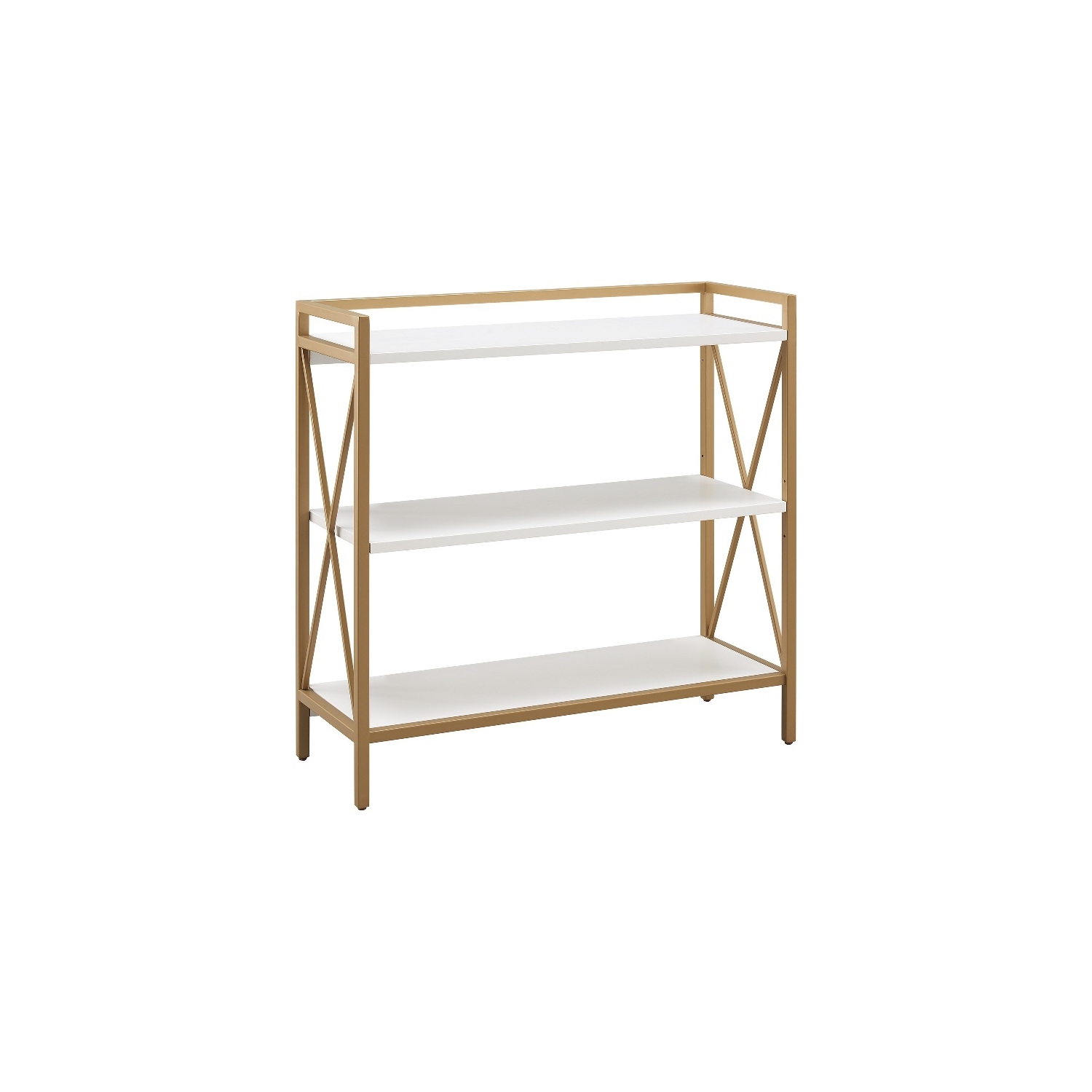 Leick Home 9261-WTGL Claudette Mixed Metal and Wood Bookshelf in White/Gold