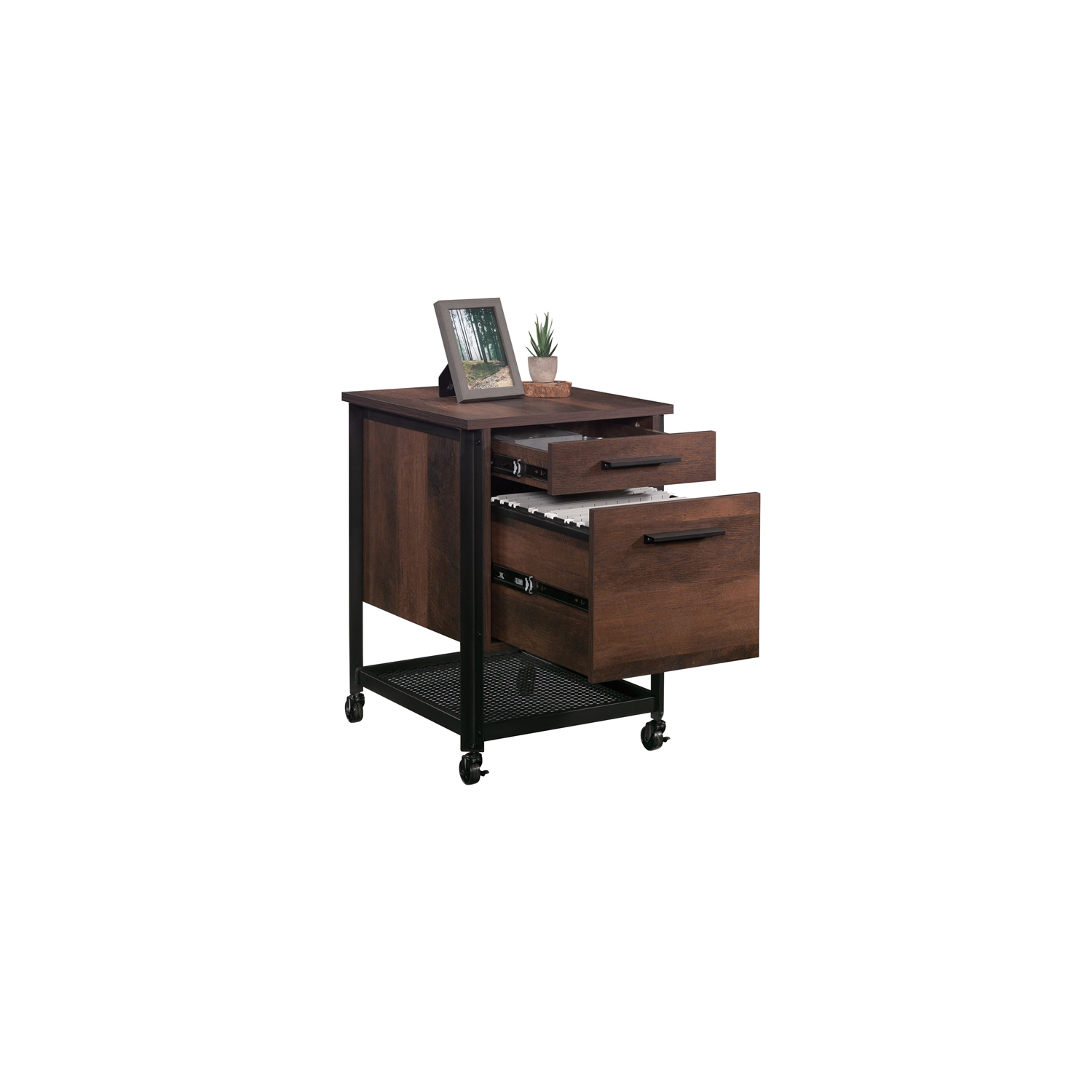 Sauder Briarbrook Engineered Wood and Metal Mobile File in Barrel Oak