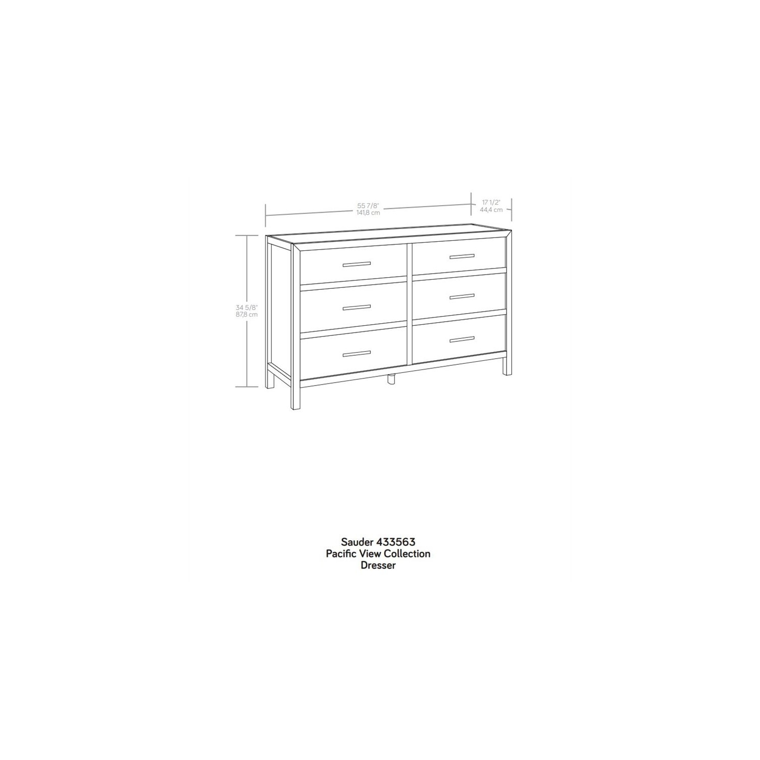 Sauder Pacific View Engineered Wood Metal and Plastic Dresser in Prime Oak