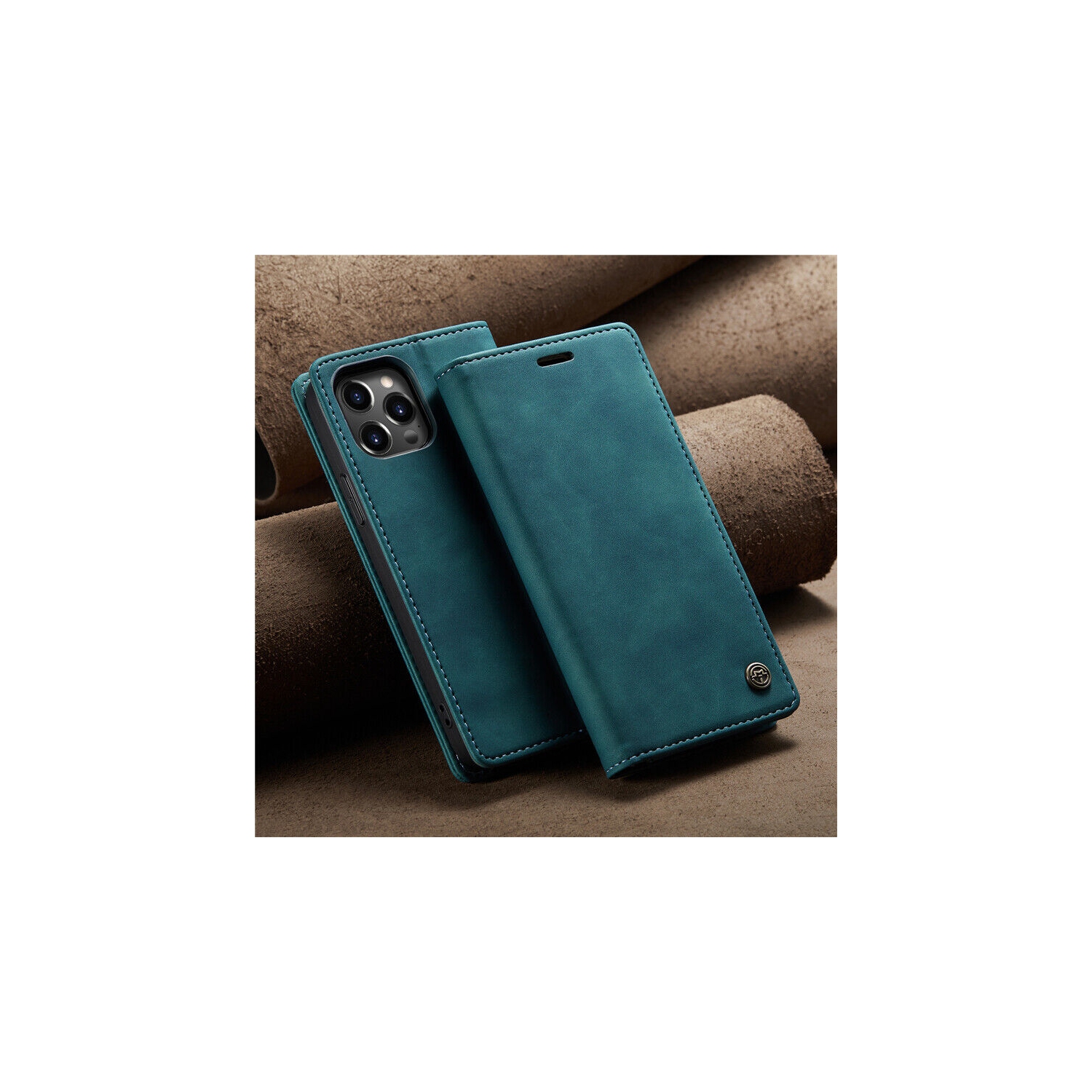 CaseMe Wallet Case Anti-Fall Retro Handmade Leather Magnetic Case Card Slot for iPhone 14 Plus - Free Shipping