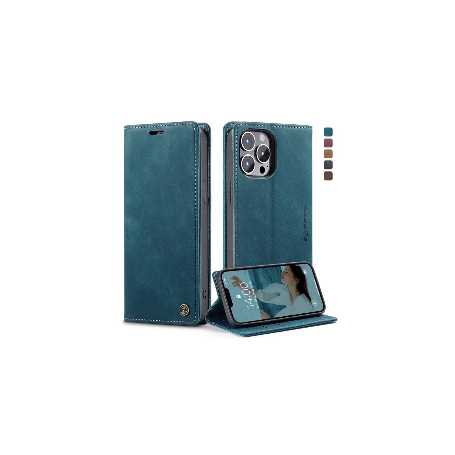 CaseMe Wallet Case Anti-Fall Retro Handmade Leather Magnetic Case Card Slot for iPhone 14 - Free Shipping