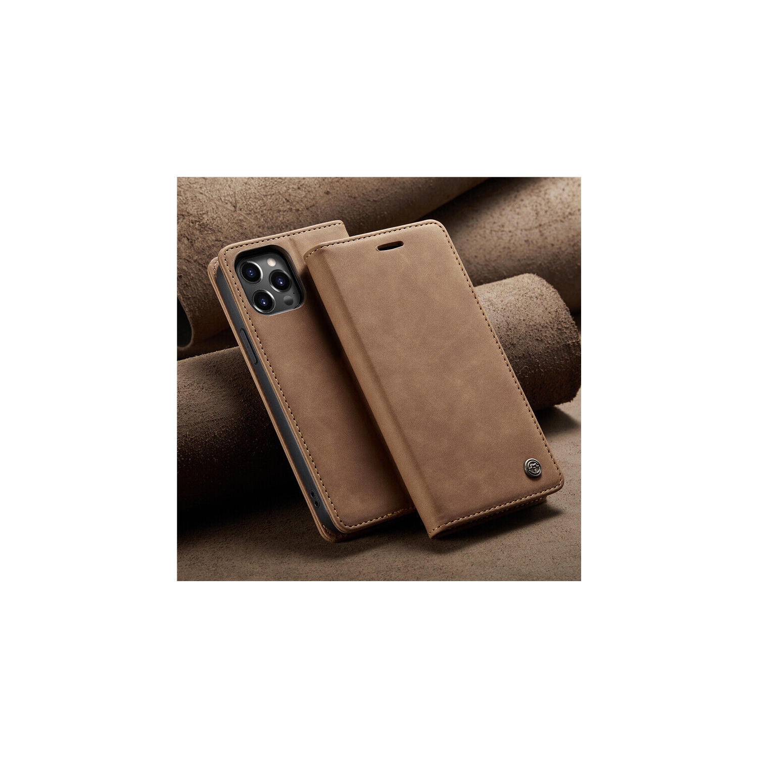 CaseMe Wallet Case Anti-Fall Retro Handmade Leather Magnetic Case Card Slot for iPhone 14 Pro Max - Free Shipping