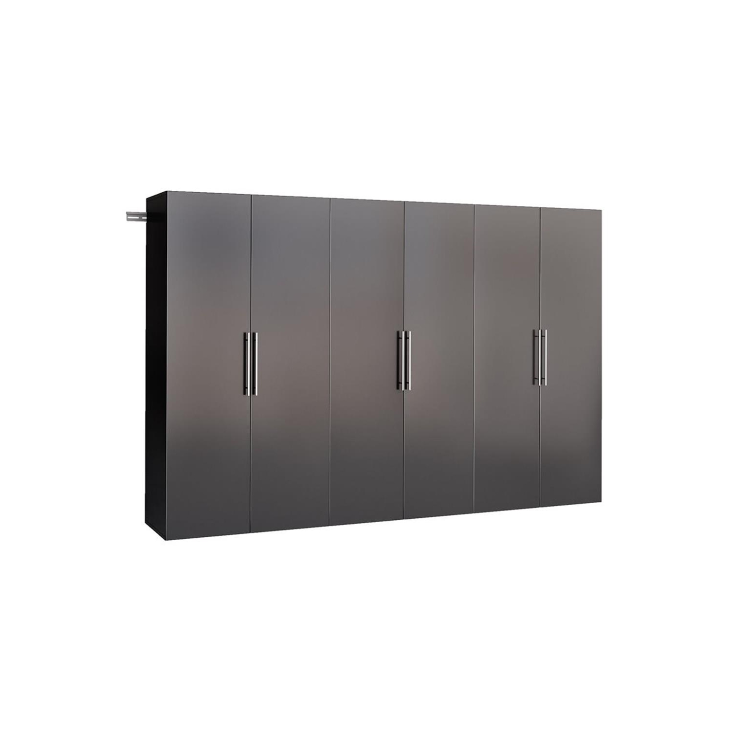 Prepac HangUps 3 Piece 108" Wooden Garage Storage Cabinet Set E in Black