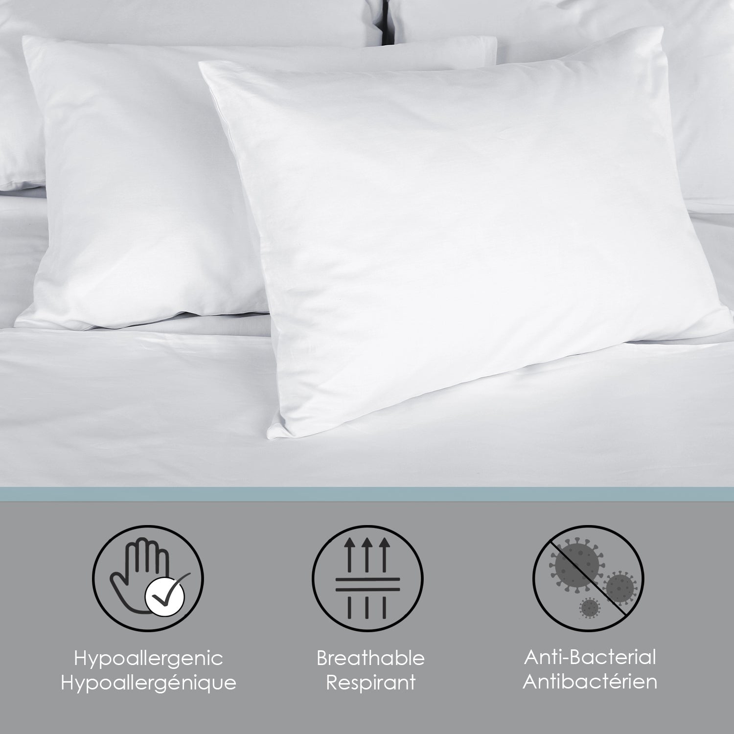 Maison en coton – Ensemble de draps en bambou, hypoallergénique, très grand lit, blanc