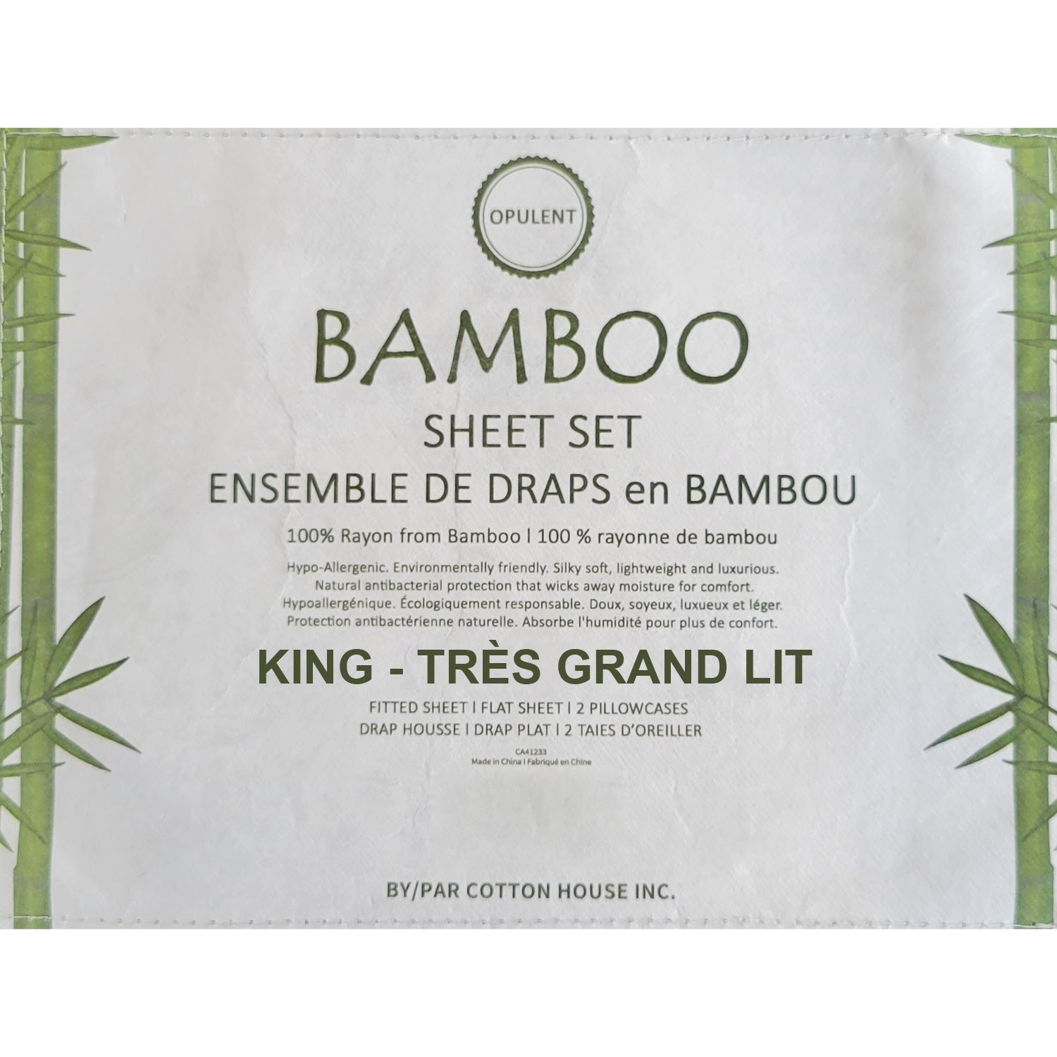 Maison en coton – Ensemble de draps en bambou, hypoallergénique, très grand lit, blanc