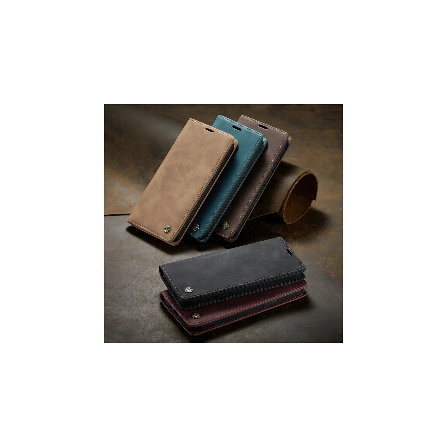 CaseMe Magnetic Stand Flip Protective Cover Leather Flip Cover Purse Style with ID & Credit Card Slots Holder for iPhone 14 PRO - Coffee