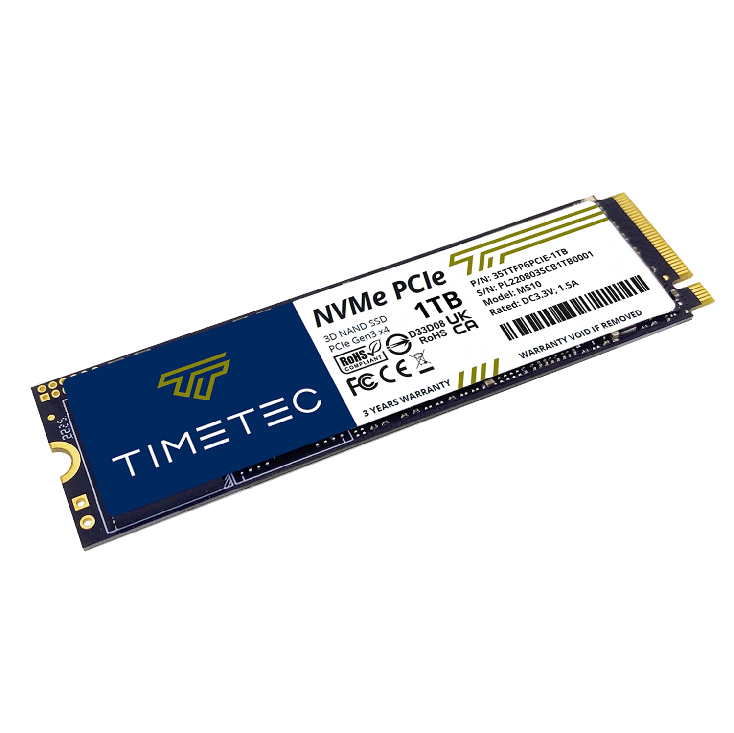 Timetec 1TB SSD NVMe PCIe Gen3x4 8Gb/s M.2 2280 3D NAND